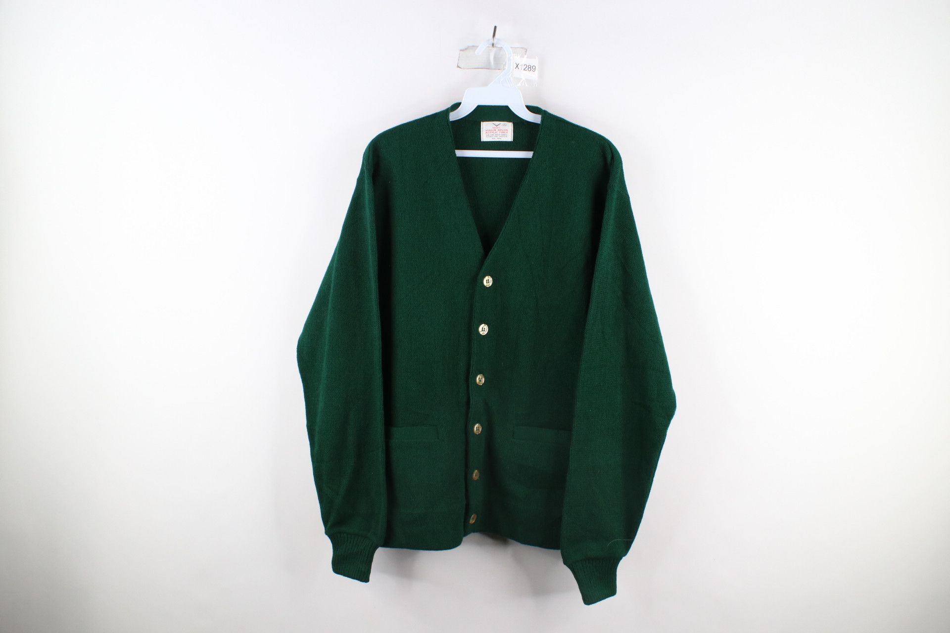 image of Vintage 60S 70's Streetwear Knit Cardigan Sweater Green Usa, Men's (Size XL)