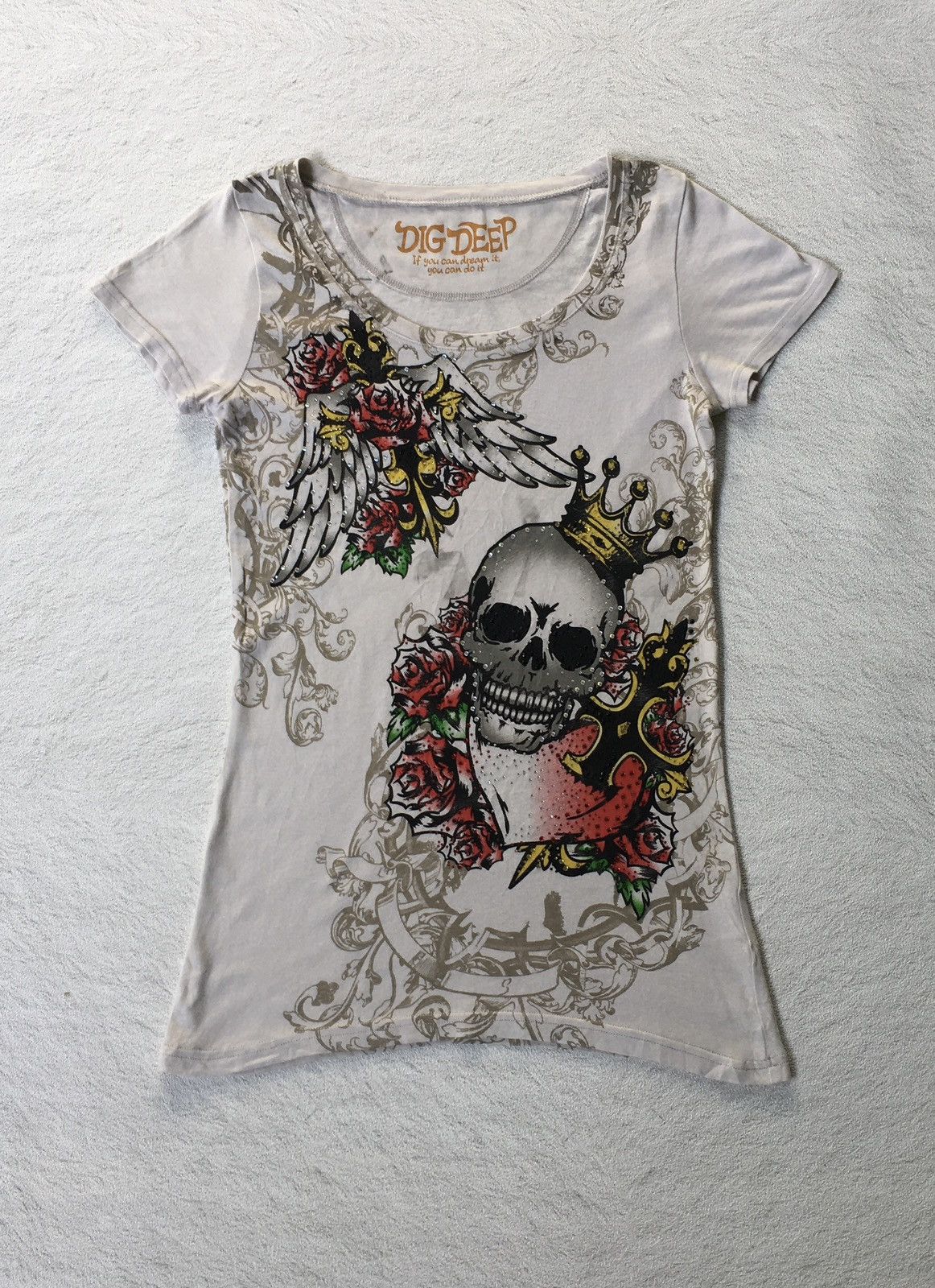 Y2k Dig Deep Skull Tshirt