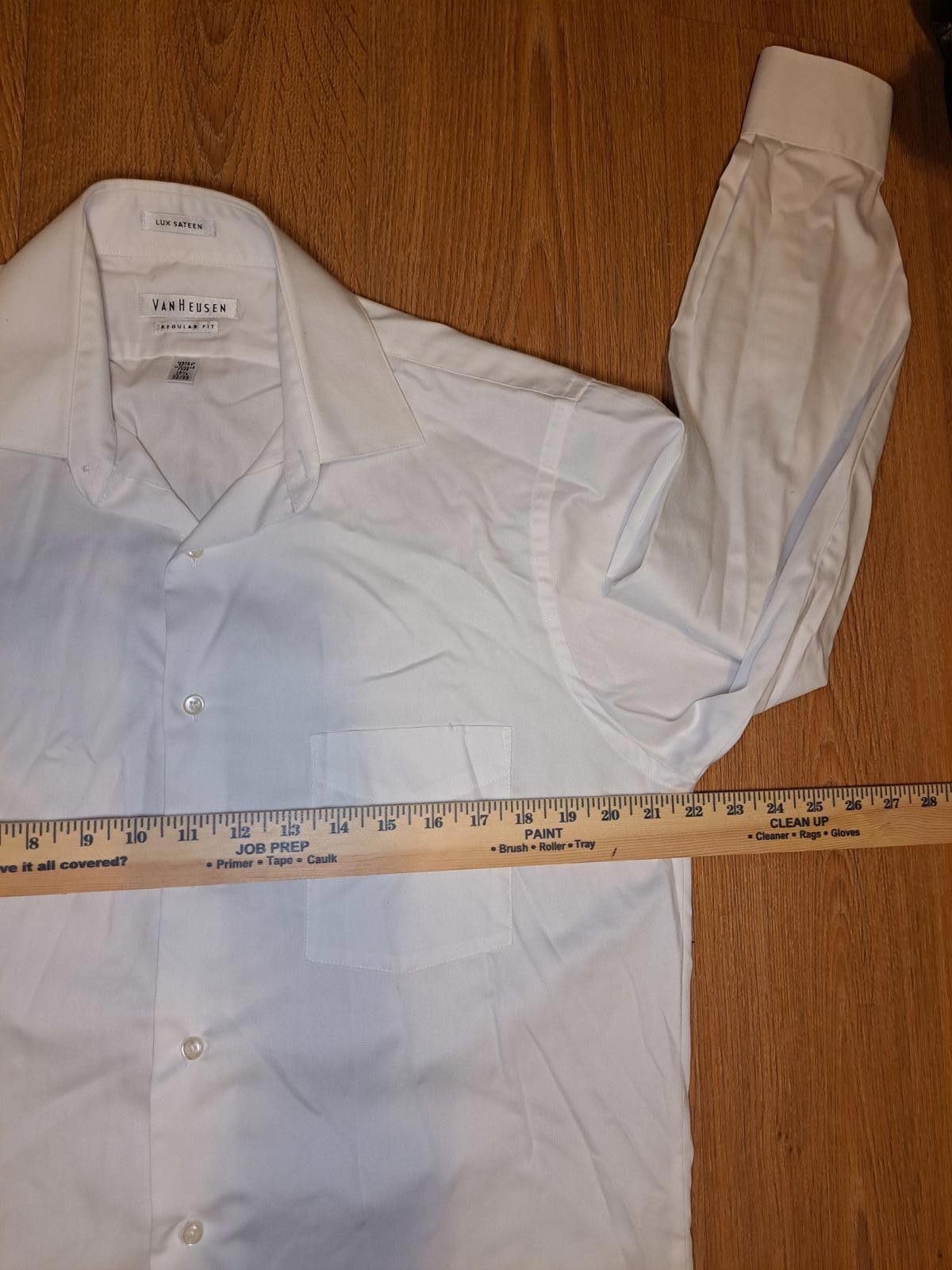 Van Heusen Van Heusen Dress Shirt Mens Medium 15.5-32/33 White Cotton Size 38R - 5 Thumbnail