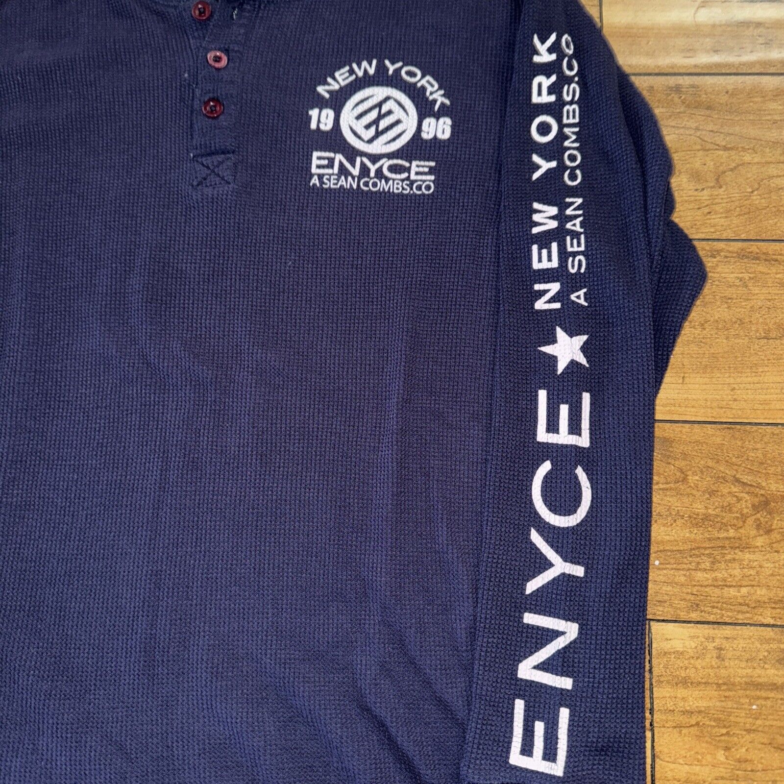 Enyce Vintage ENYCE Jean Thermal Henley Shirt Navy Blue L 21x26 Size US L / EU 52-54 / 3 - 3 Thumbnail