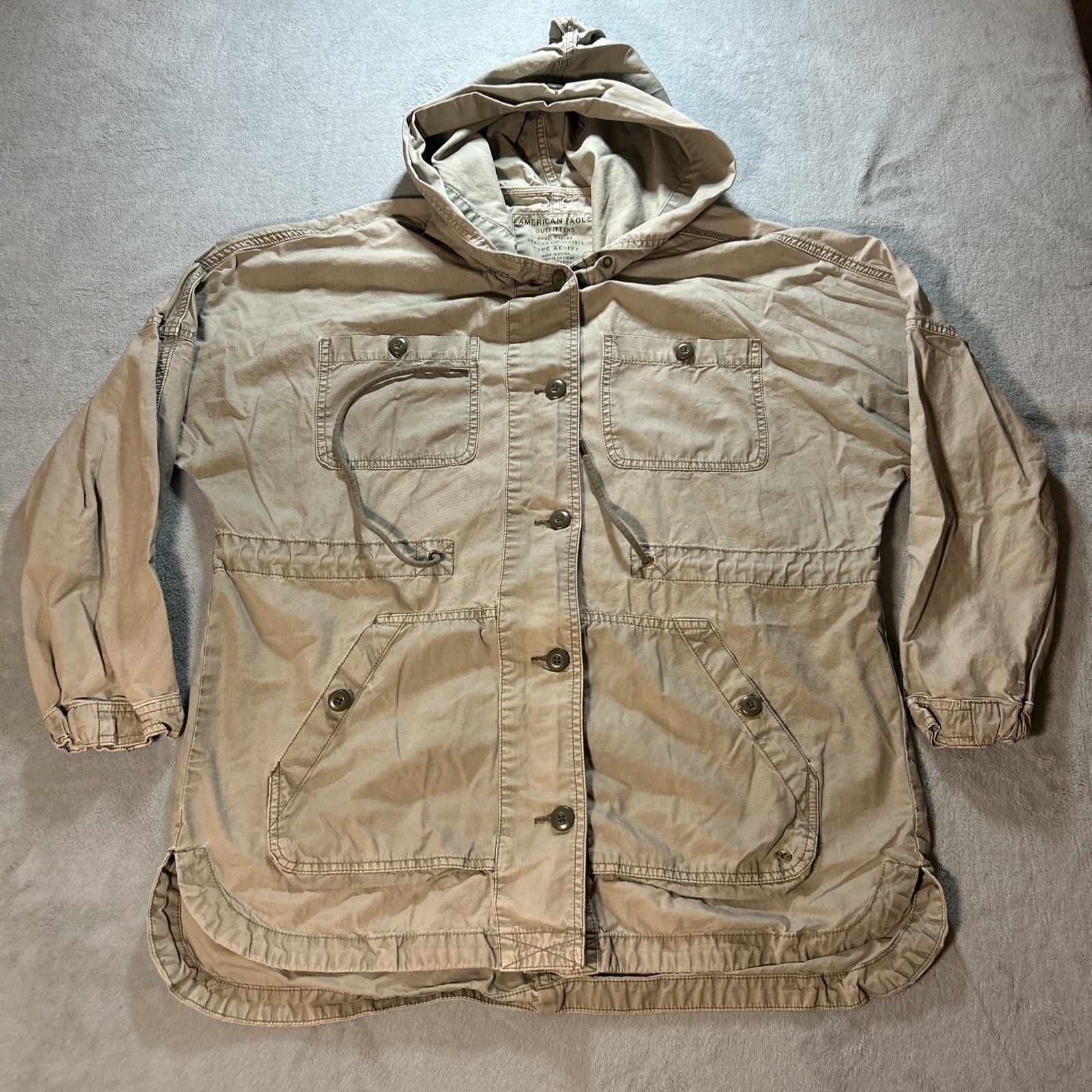 American Eagle Outfitters Y2k 2000s Military Field Chore Hooded Jacket Ws Small Hoodie Size S / US 4 / IT 40 - 1 Thumbnail