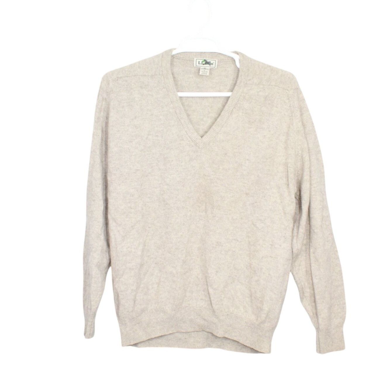 L.L. Bean Vintage LL Bean Lambswool V-Neck Sweater Tan L Size US L / EU 52-54 / 3 - 1 Thumbnail