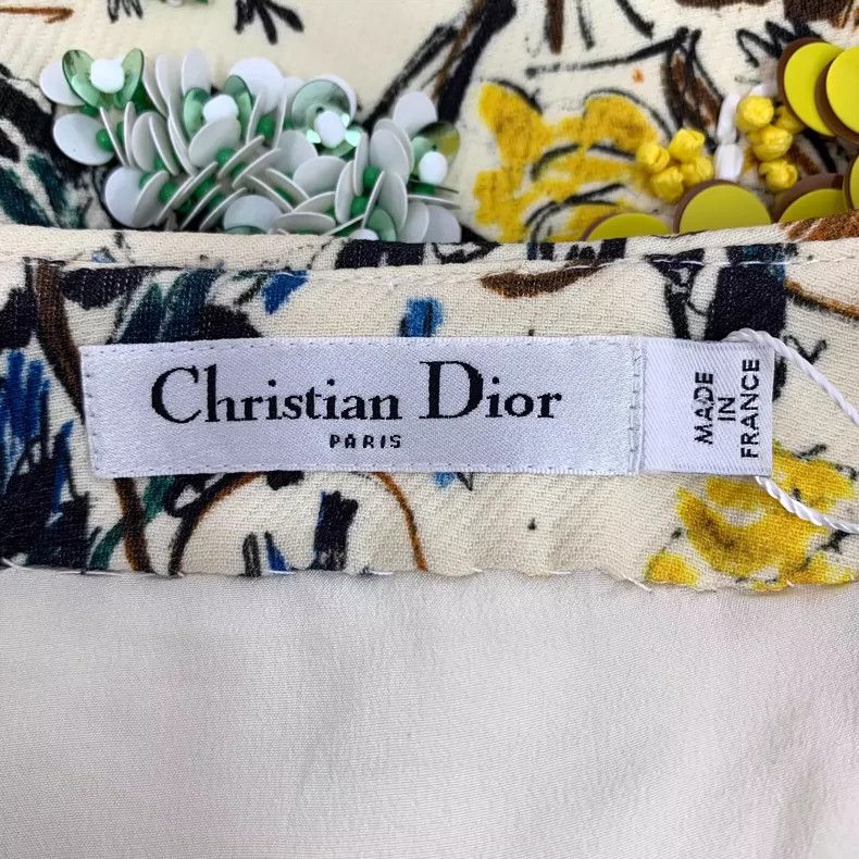 Dior Dior Yellow sequin decorated printed wool round-neck sleeve Size XS / US 0-2 / IT 36-38 - 5 Thumbnail