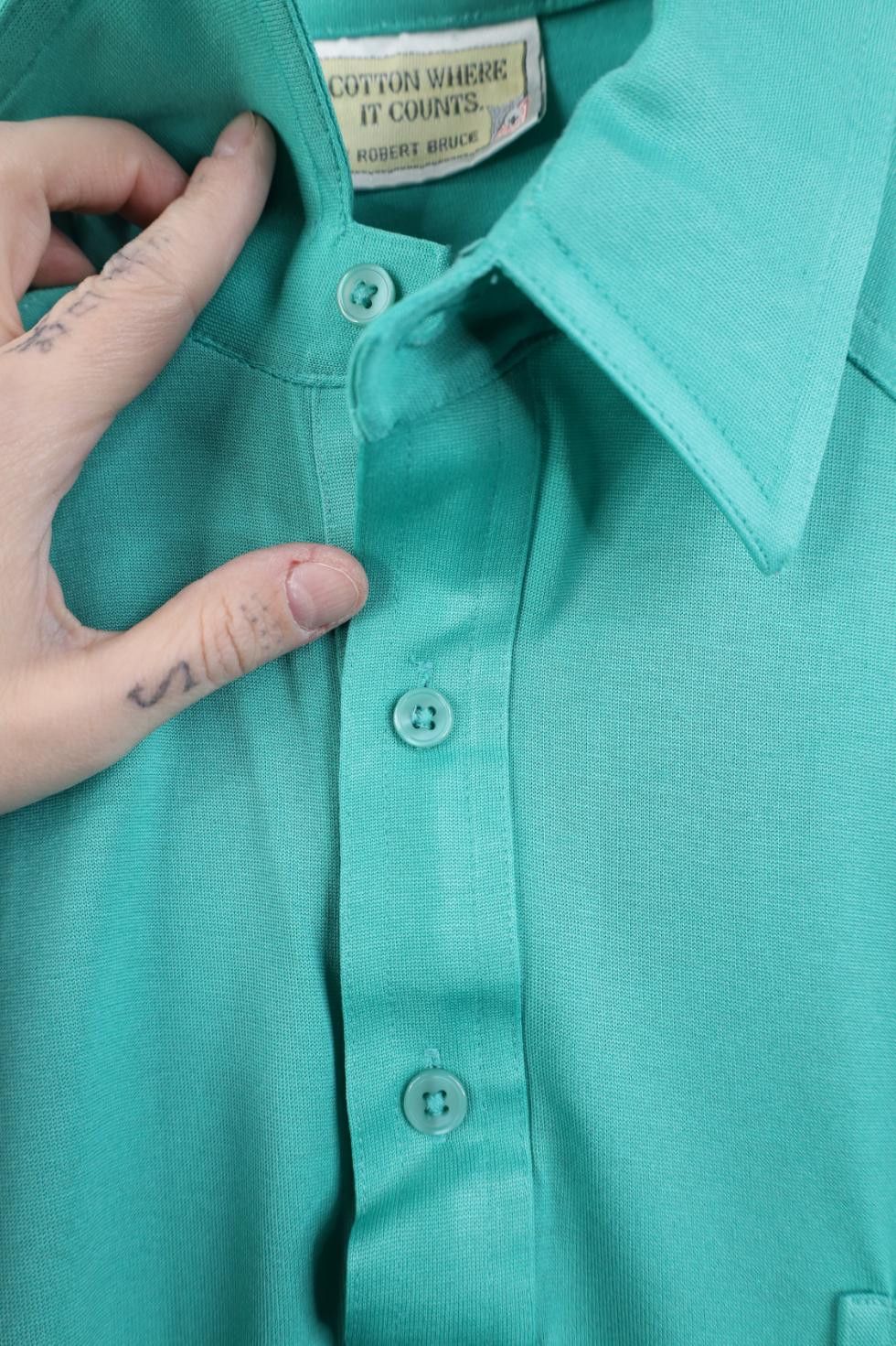 Vintage Vintage 70s Streetwear Short Sleeve Golf Polo Shirt Teal Size US XL / EU 56 / 4 - 8 Thumbnail