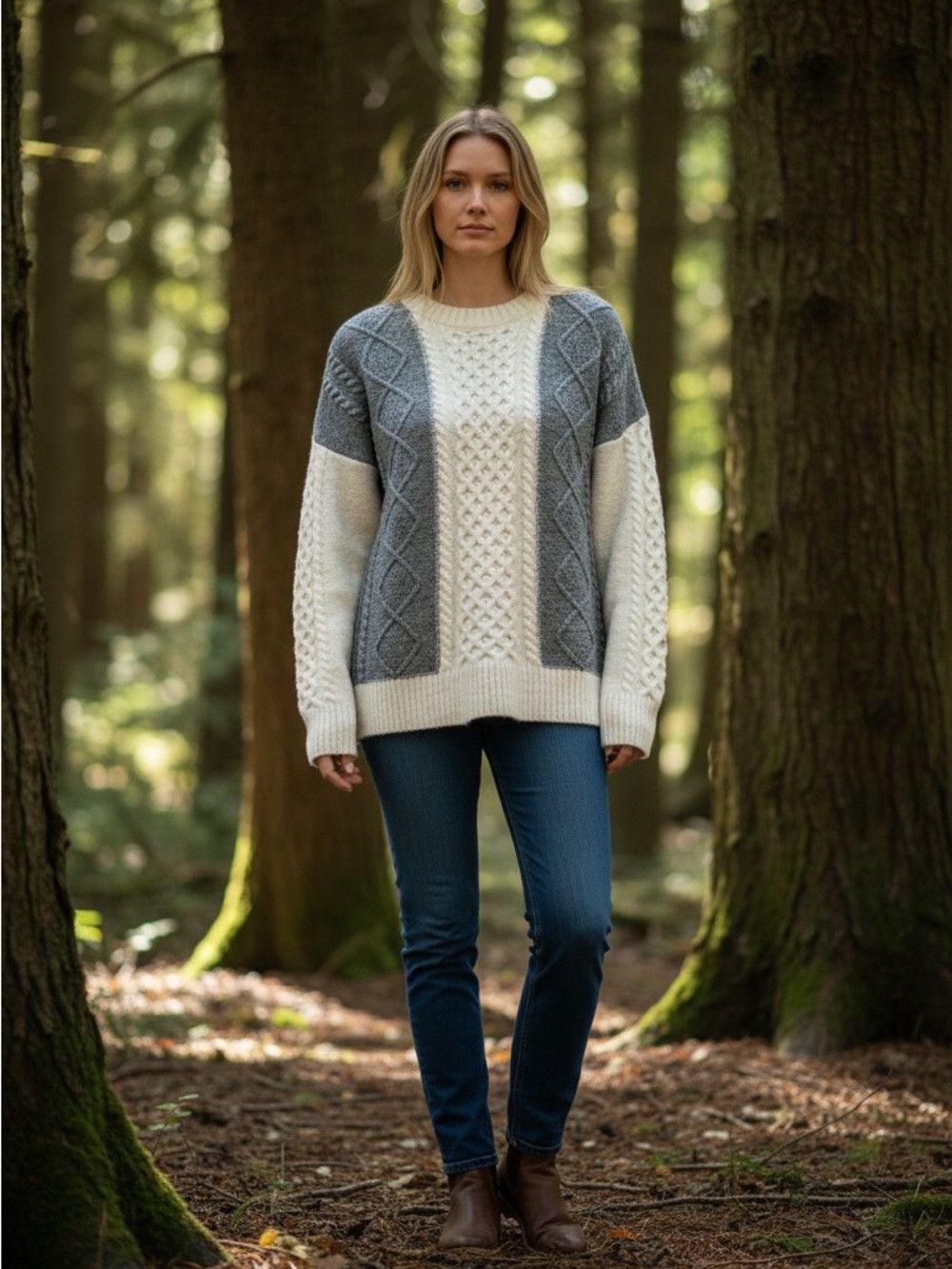 Joie NWT New Joie Wool Blend Cable Knit Colorblock Crewneck Swea Size S / US 4 / IT 40 - 1 Thumbnail