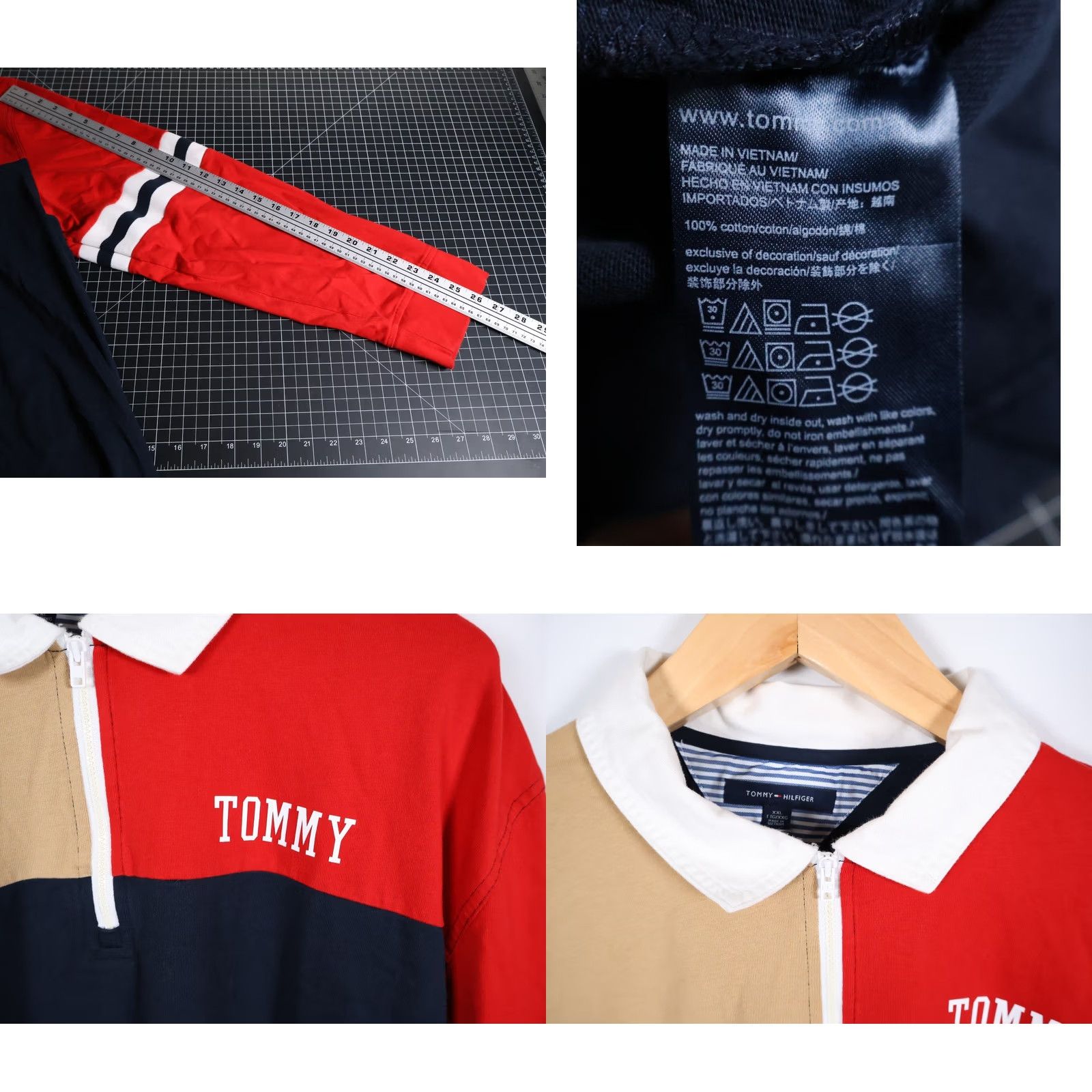 Tommy Hilfiger Tommy Hilfiger Rugby Polo Shirt Men's 2XL Blue Red Beige 1/4 Zip Long Sleeve Size US XXL / EU 58 / 5 - 8 Thumbnail