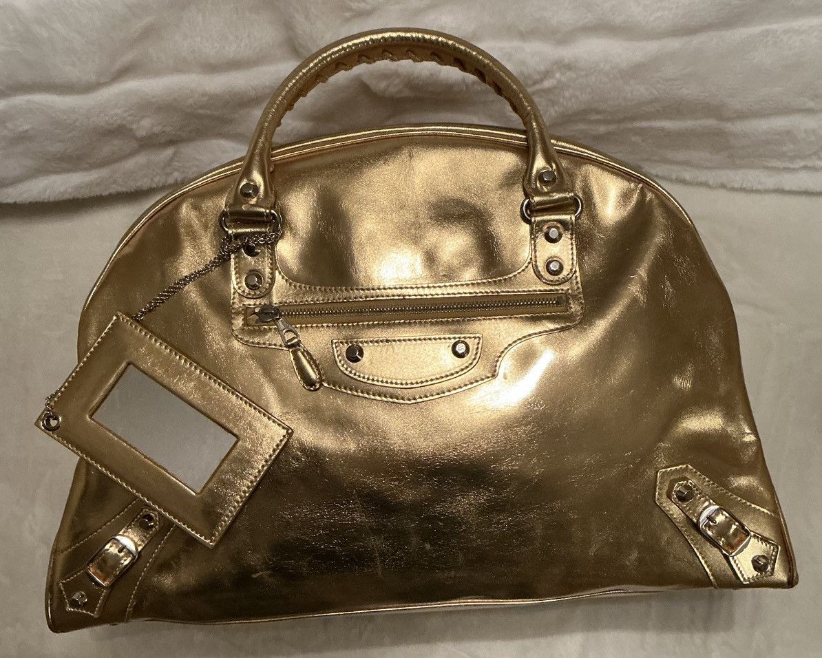 Balenciaga Balenciaga Metallic Gold Bowling Handbag Size ONE SIZE - 1 Thumbnail
