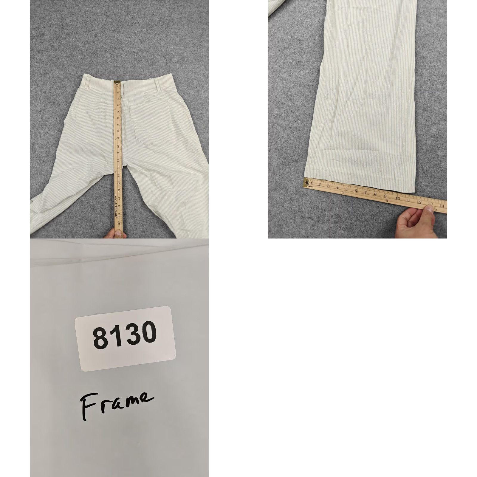 Frame FRAME Le Slim Palazzo Pants Womens 4 White Stripe Wide Leg Twill High Rise Pockets Stretch 2Pcs? Size 27" / US 4 / IT 40 - 8 Thumbnail
