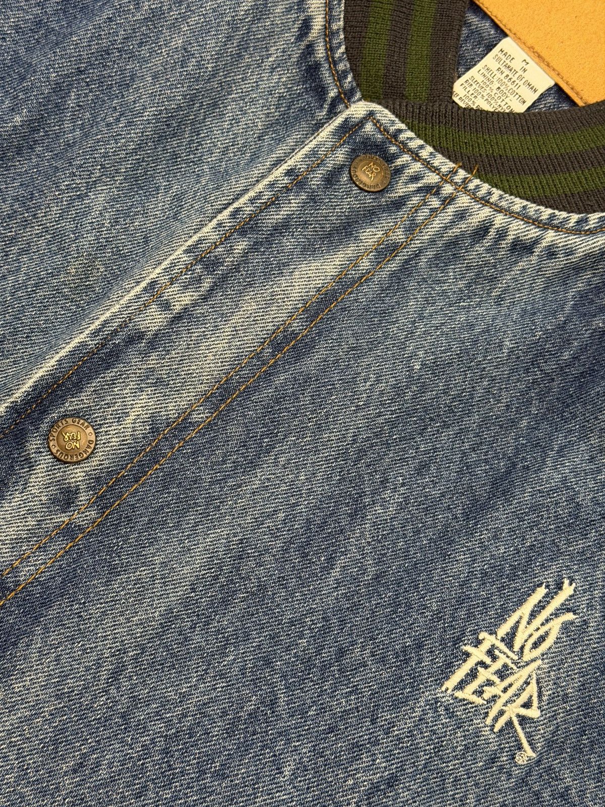 No Fear Vintage 90s NO FEAR Embroidered Denim Varsity Bomber Jacket Size US M / EU 48-50 / 2 - 8 Thumbnail