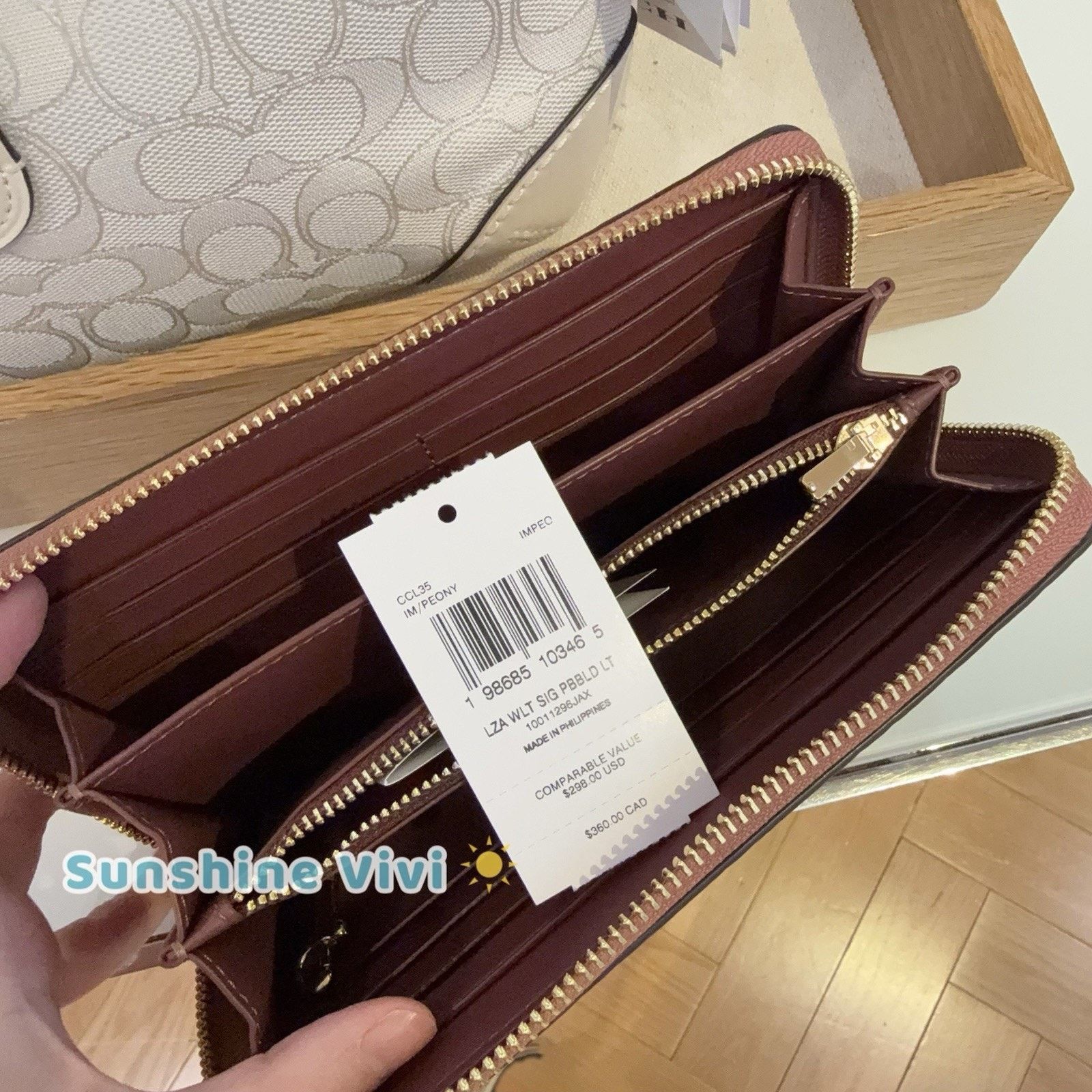 Coach NWT Coach CCL35 Long Zip Around Wallet Signature Peony Size ONE SIZE - 7 Thumbnail