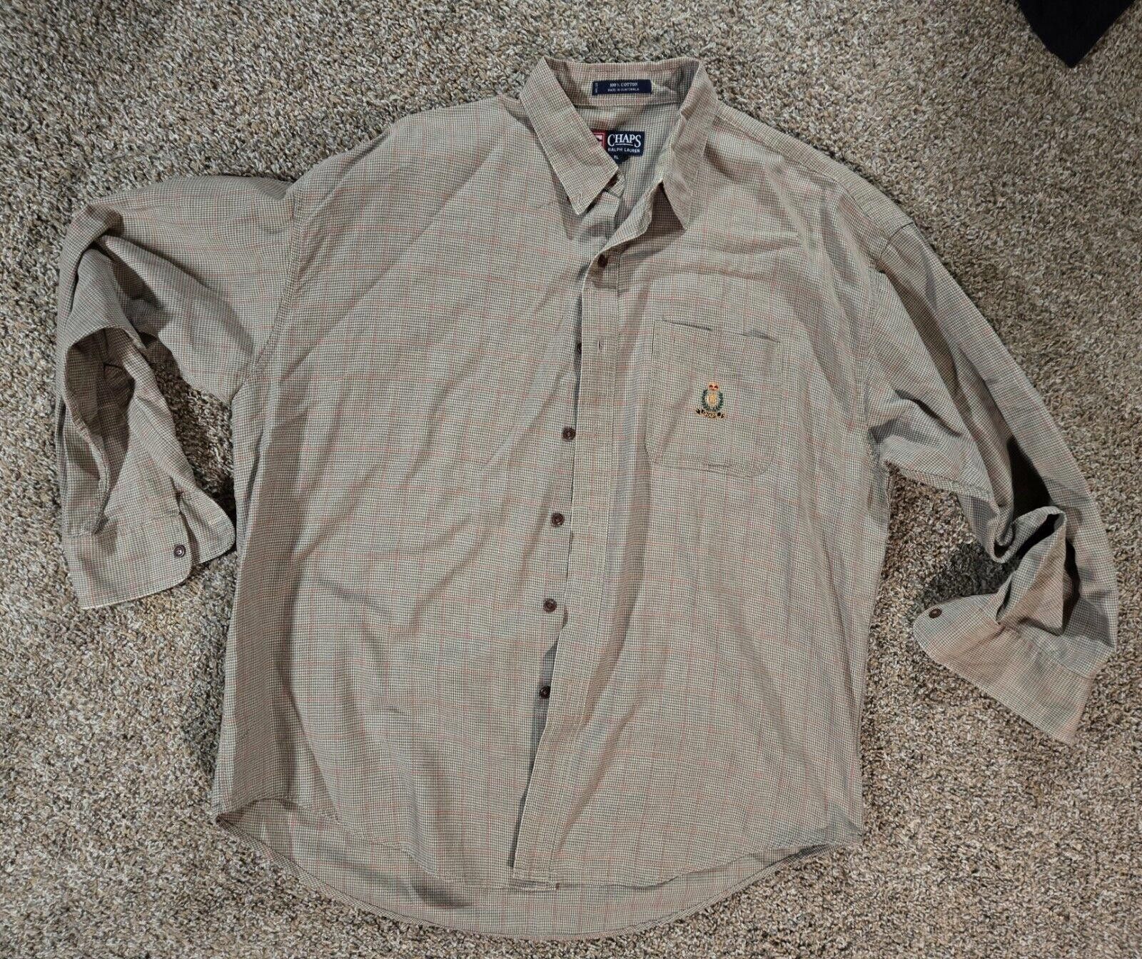 Chaps Khaki Red Plaid Chaps Ralph Lauren Button Up Dress Shirt XL Size US XL / EU 56 / 4 - 1 Thumbnail