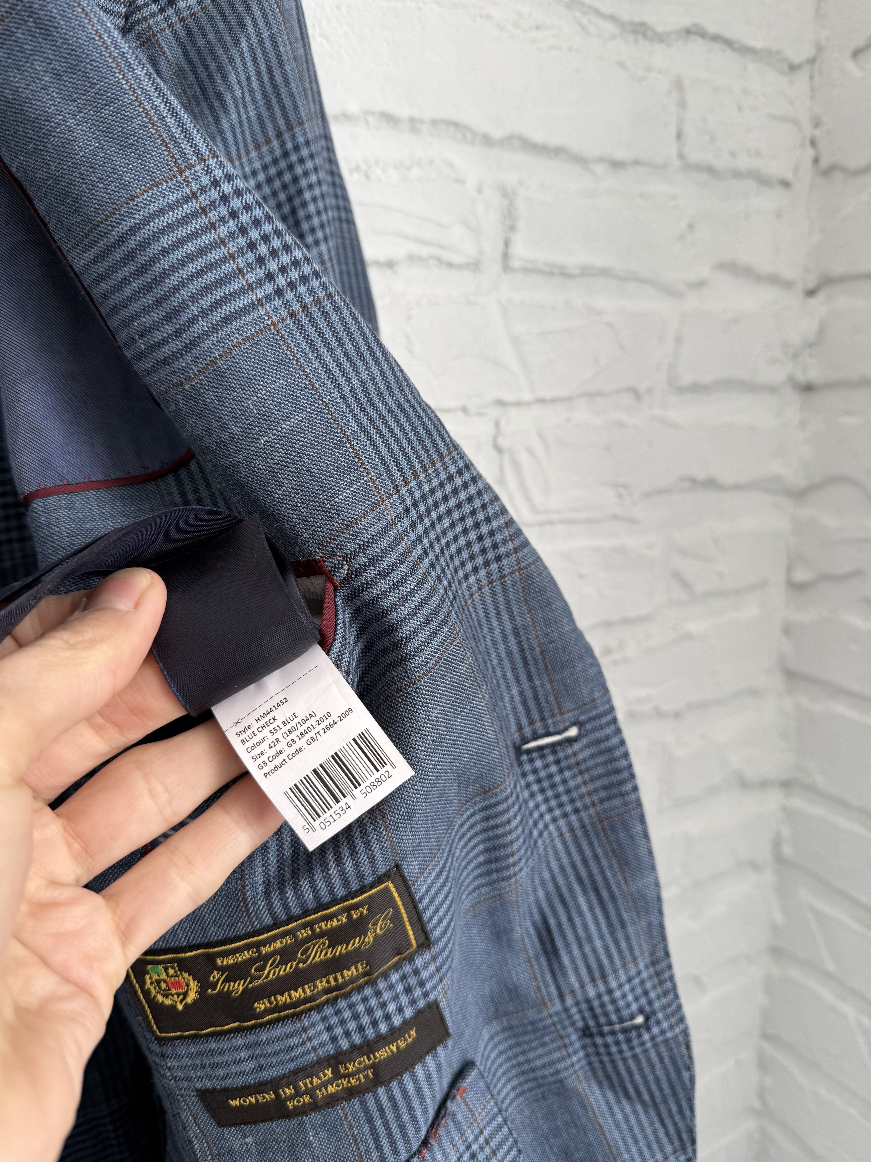 Hackett Hackett Loro Piana Wool Blazer Plaid Blue check blazer Size 42R - 4 Thumbnail
