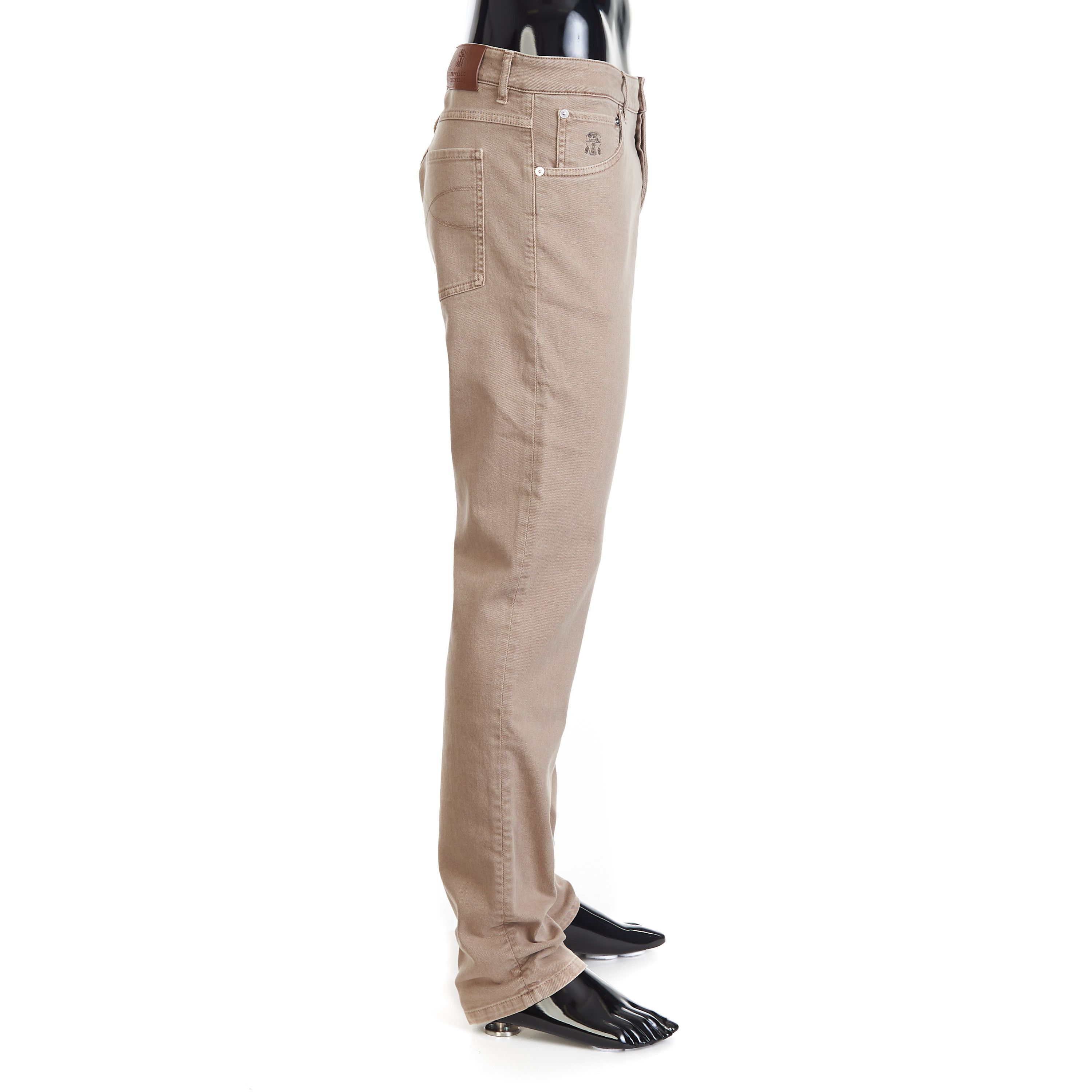 Brunello Cucinelli Light Brown Stretch Denim Trousers - Slim Fit, Five-Pocket Size US 40 / EU 56 - 6 Thumbnail