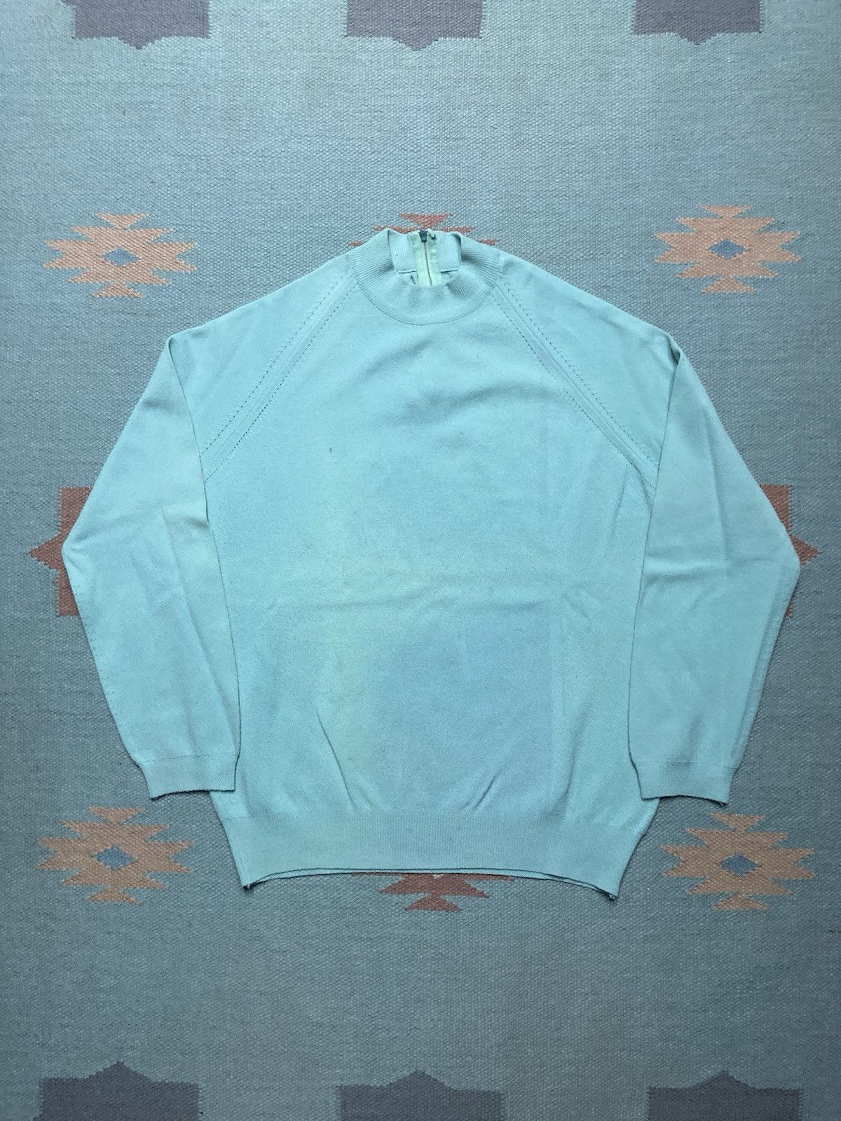 Vintage Vintage 60s t shirt textured poly nylon? blue women’s large Size L / US 10 / IT 46 - 1 Thumbnail