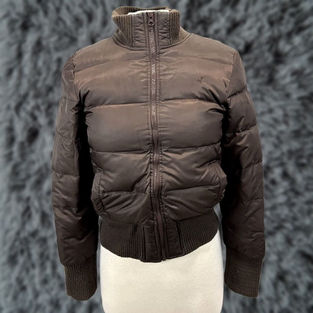 Old Navy VINTAGE Old Navy Puffer Jacket Coat Women’s S Chocolate Brown Down Zip Long Sleeve Logo Solid Short Coat Mens? Size S / US 4 / IT 40 - 1 Thumbnail