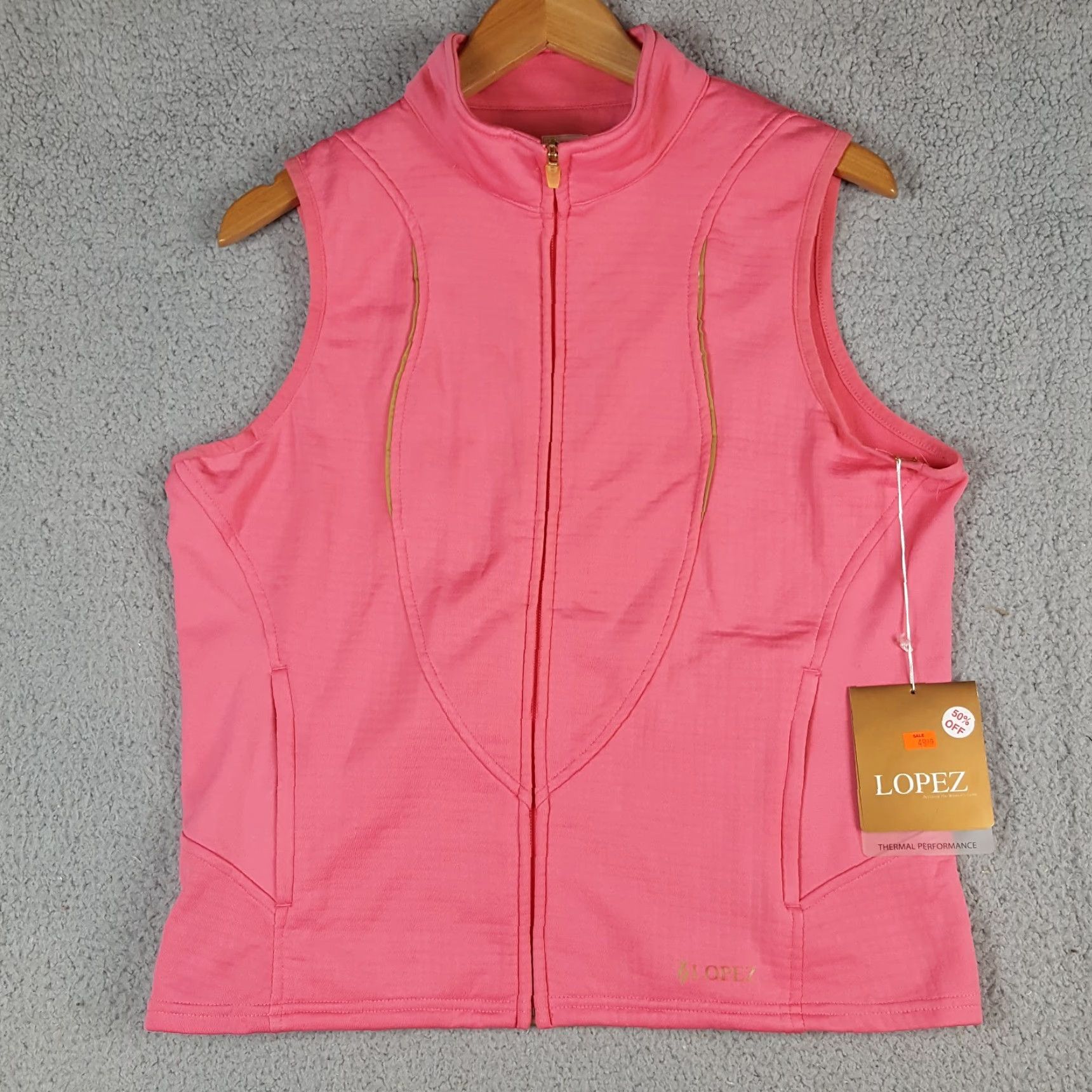 Pinko Lopez Preppy Pink Micro Fleece Lined Womens Size M Zip Up Vest Windbreaker Golf Jacket Size M / US 6-8 / IT 42-44 - 2 Thumbnail