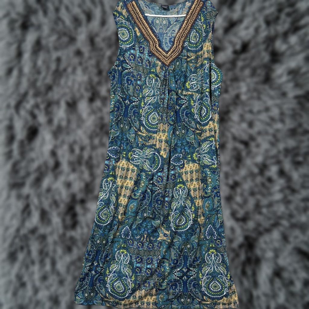 Faded Glory Faded Glory Dress 4X Maxi Beaded Paisley Boho Summer Resort Y2K Beachy Festival Size XXL / US 16-18 / IT 52-54 - 1 Thumbnail