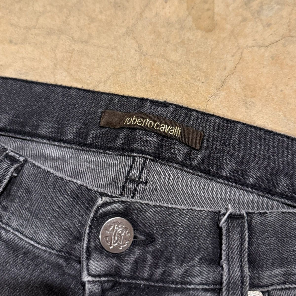 Roberto Cavalli Roberto Cavalli Faded Grey Logo Slim Cut Jeans ERD Grunge Size US 31 - 9 Thumbnail