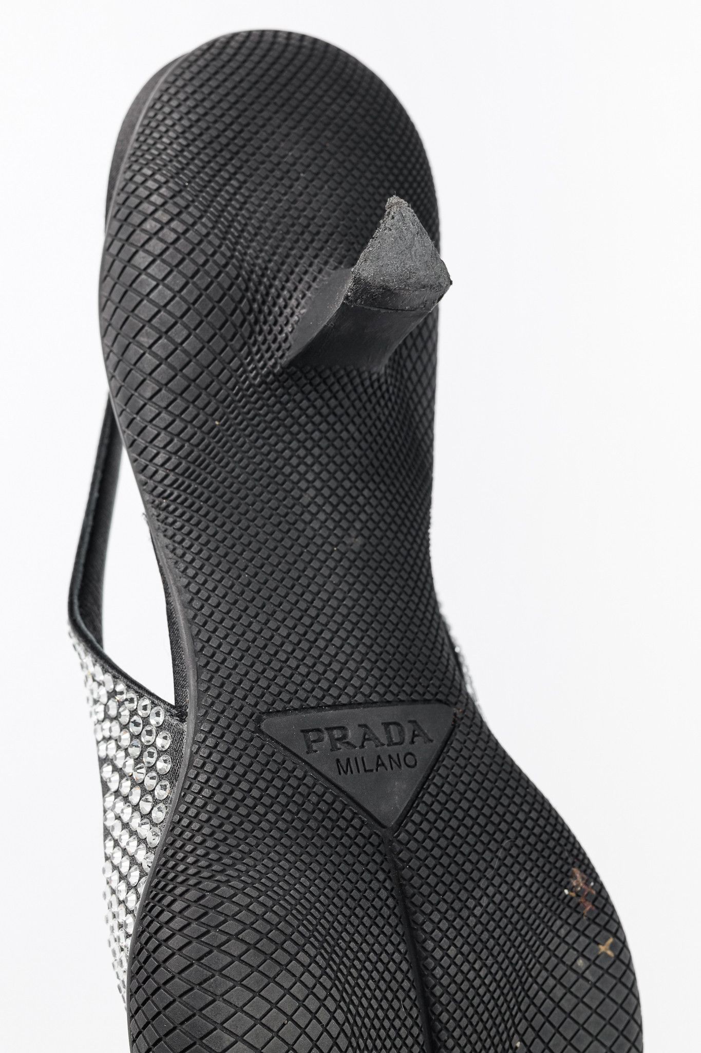 Prada Prada Black Satin Crystal Sling-Back Pumps Size US 6.5 / IT 36.5 - 5 Thumbnail
