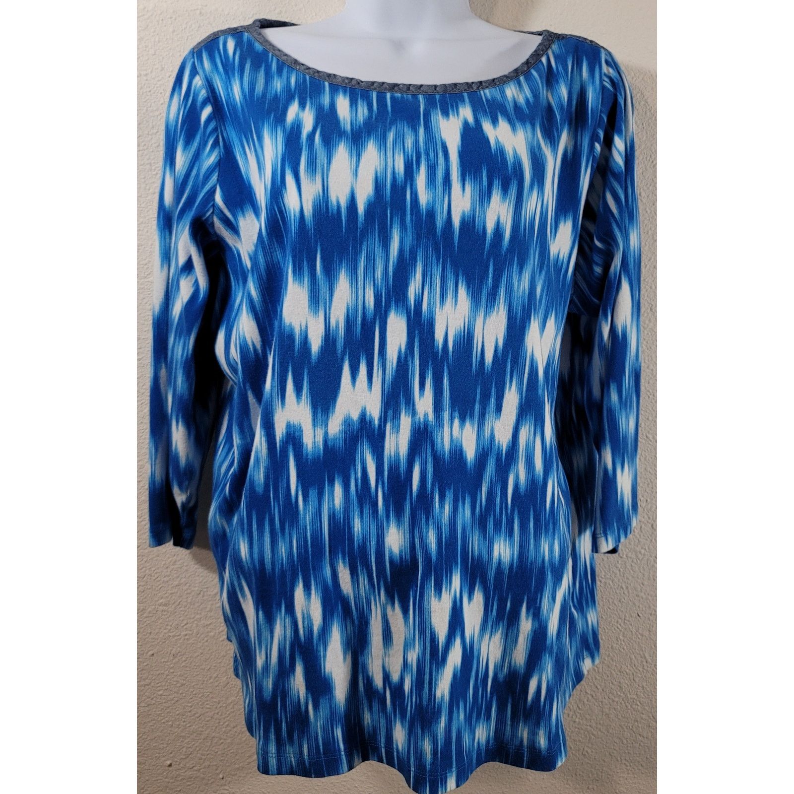 Jones New York Jones New York Signature Woman Blue White Abstract Top 2X Size XXL / US 16-18 / IT 52-54 - 1 Thumbnail