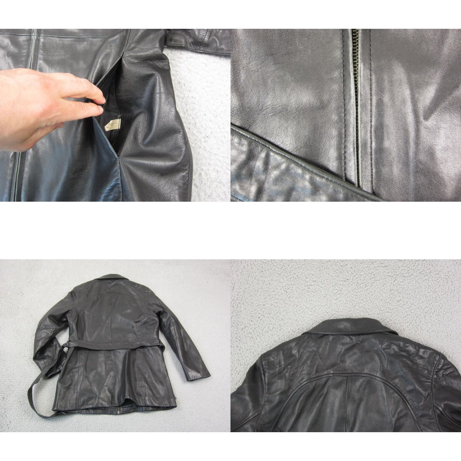 Vintage VINTAGE Colebrook Leather Jacket Womens L Black Full Zip Belted Moto 90s Y2K Leather Lining Belted Full Zip Biker Womens Size L / US 10 / IT 46 - 9 Thumbnail