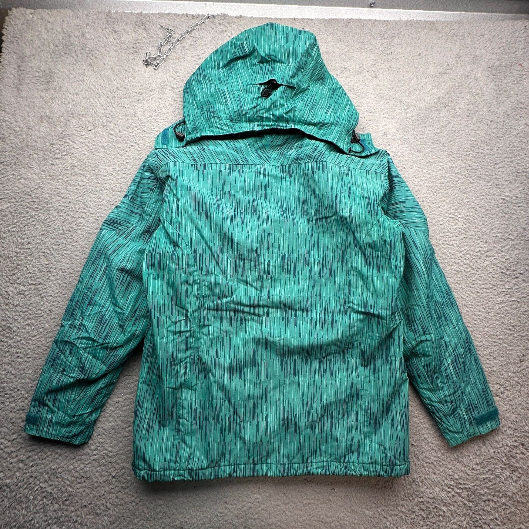 Vintage LL Bean 291723 Teal Winter Parka Insulated Hooded Jacket Womens Medium Striped Jacket Size M / US 6-8 / IT 42-44 - 7 Thumbnail