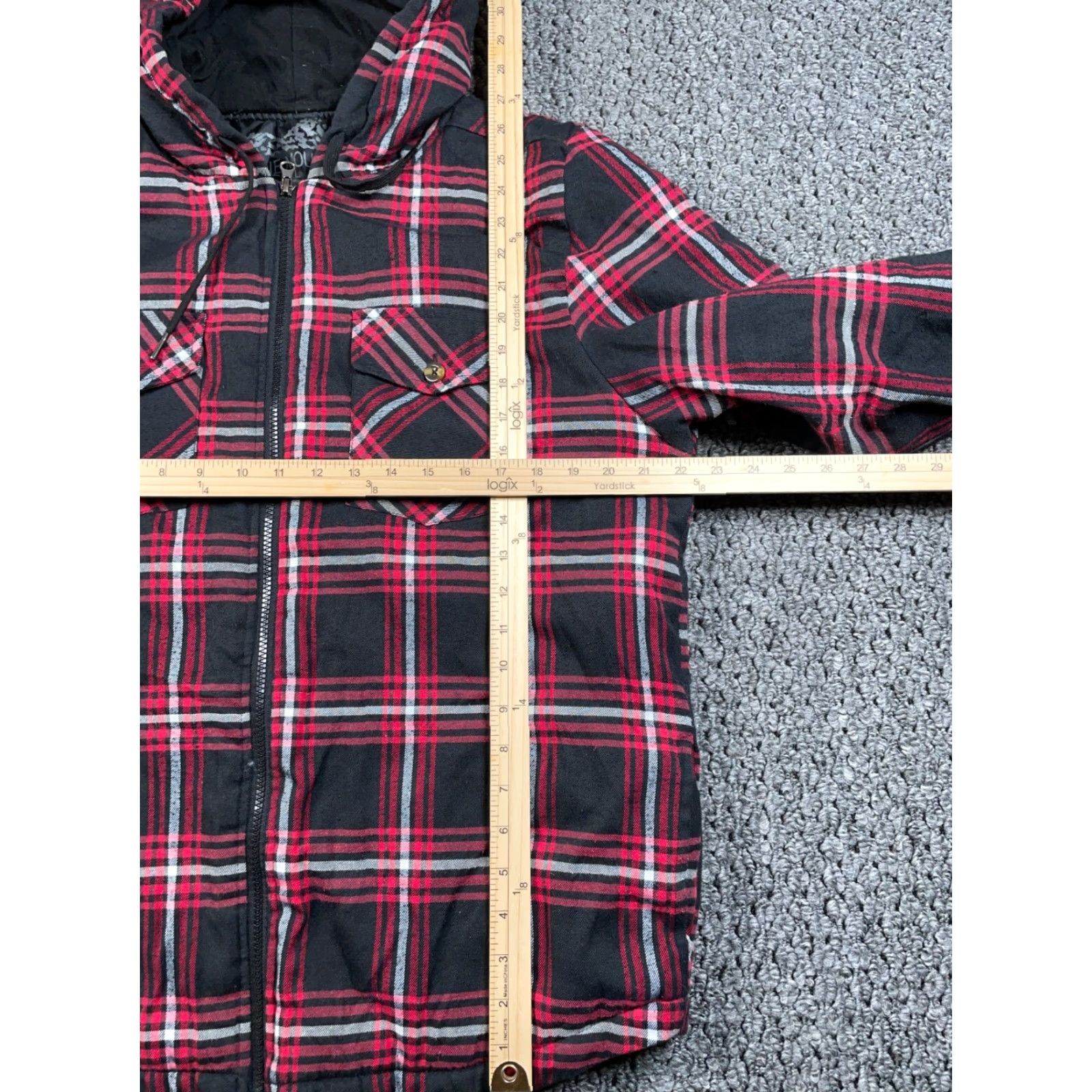 Vintage Stone Mountain Workwear Quilted Zip Hooded Flannel Shirt Jacket Large Red Black Plaid Jacket Adult Size US L / EU 52-54 / 3 - 4 Thumbnail