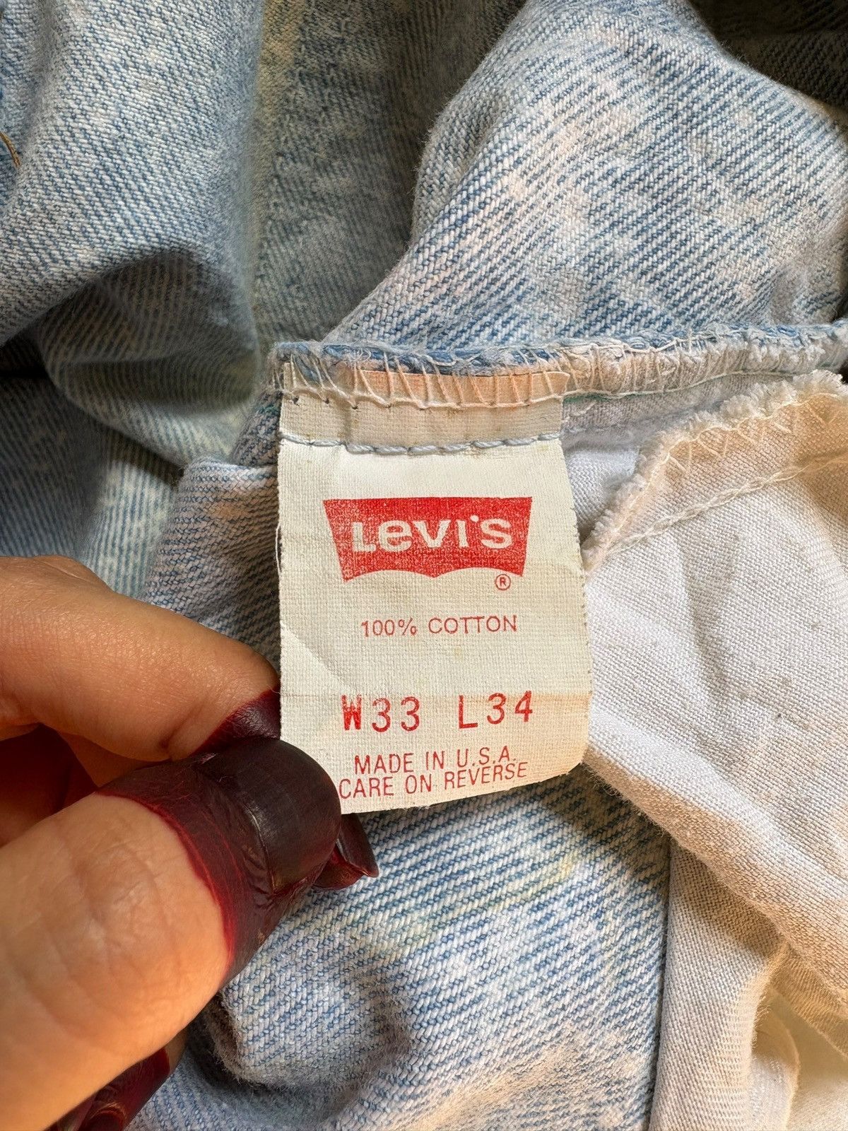Levi's Vintage 90s Levis 661 Orange Tab Bleached Jeans Size US 32 / EU 48 - 11 Thumbnail
