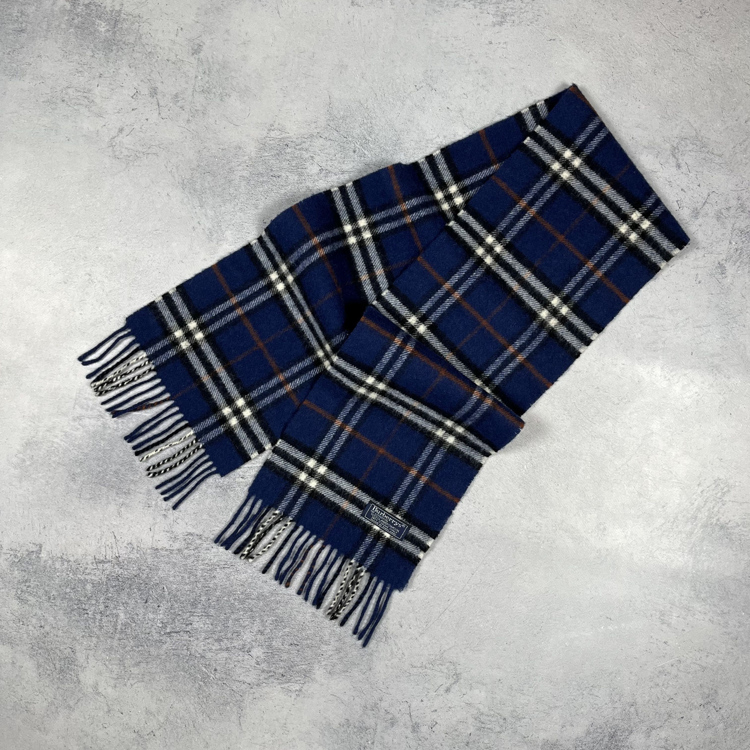 Burberry Vintage Burberrys Nova Check Blue Wool Scarf 90’s Size ONE SIZE - 15 Thumbnail