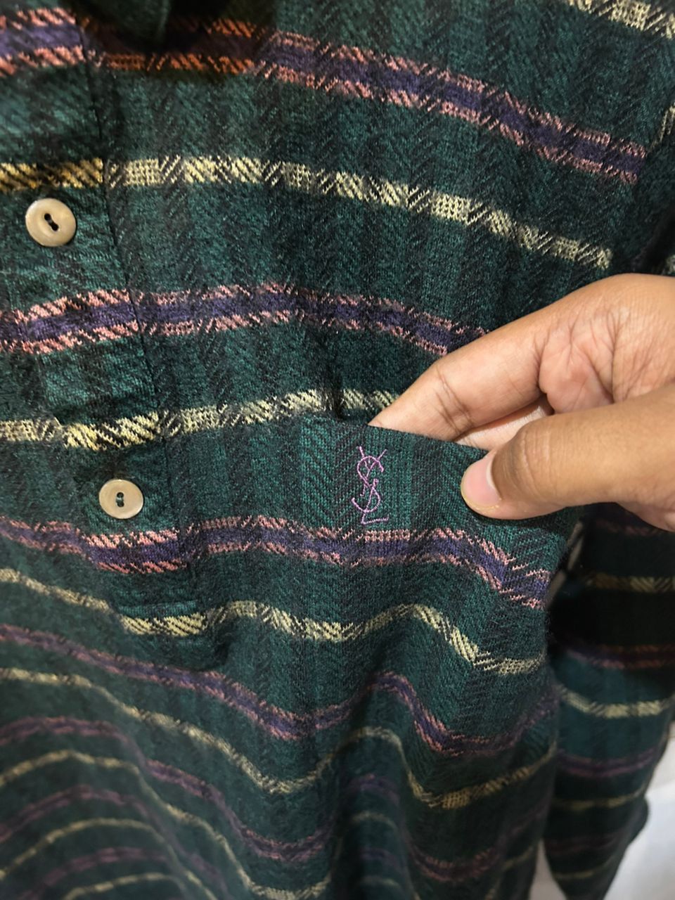 Yves Saint Laurent Vintage Yves Saint Laurent stripe collar polo tee longsleeve Size XS / US 0-2 / IT 36-38 - 7 Thumbnail