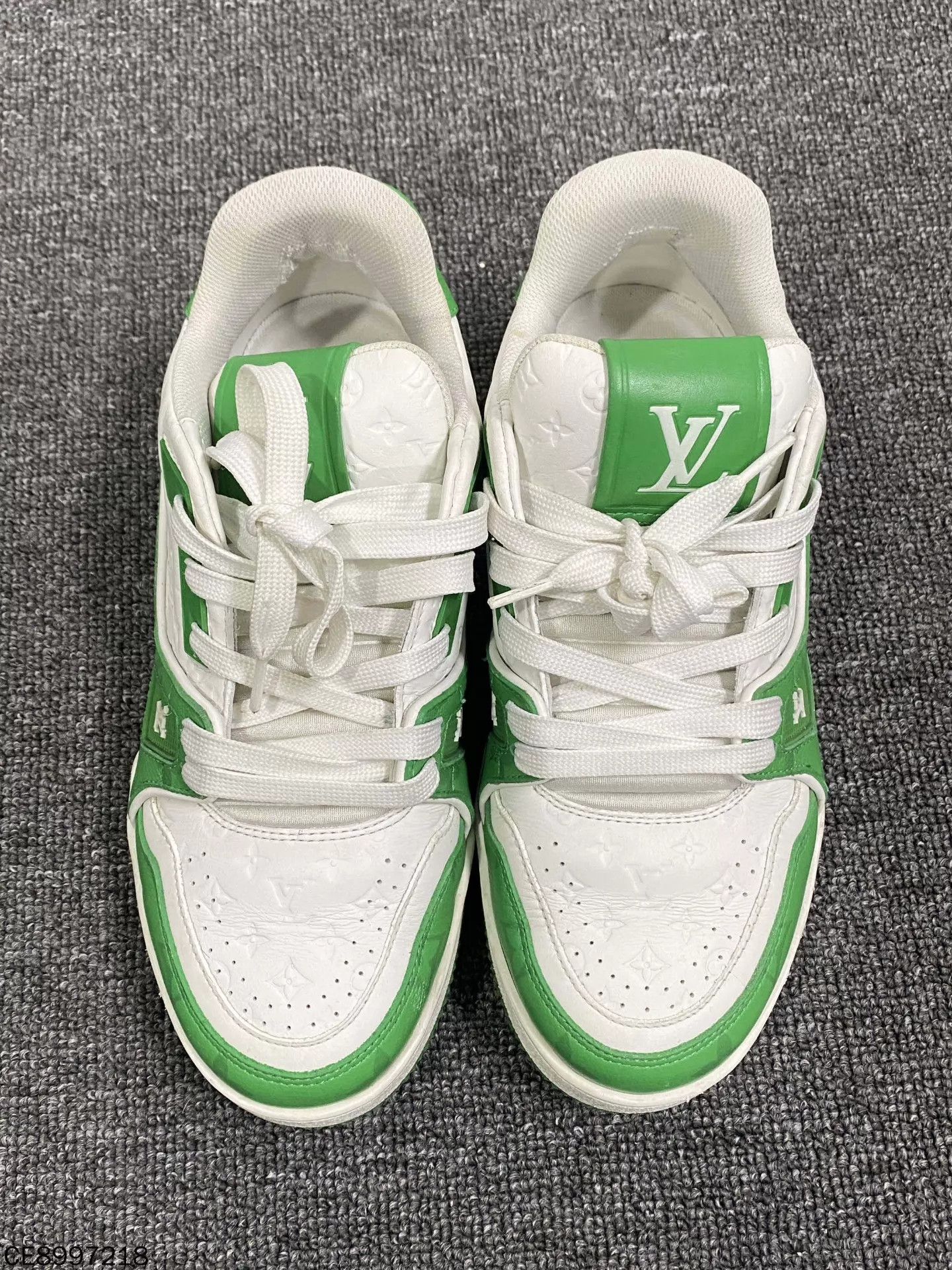 Louis Vuitton LV Green Embossed Full Print Trainer 98 New Wmns 37 Size US 5.5 / IT 35.5 - 2 Thumbnail