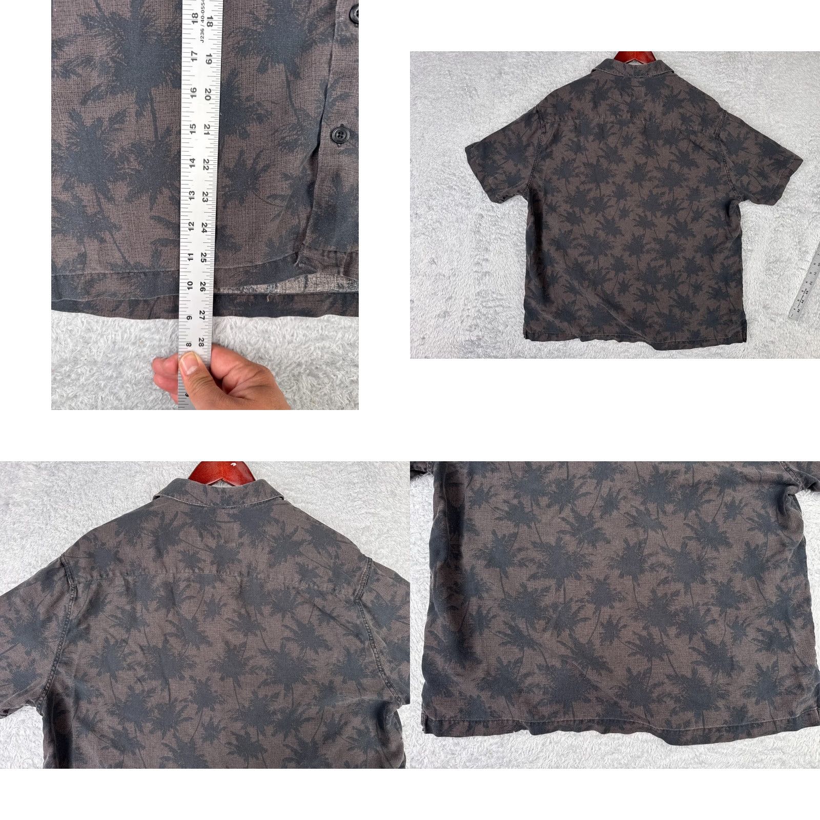 Nat Nast Nat Nast Shirt Mens Large Gray Palm Silk Blend Hawaiian Camp Short Sleeve Size US L / EU 52-54 / 3 - 9 Thumbnail