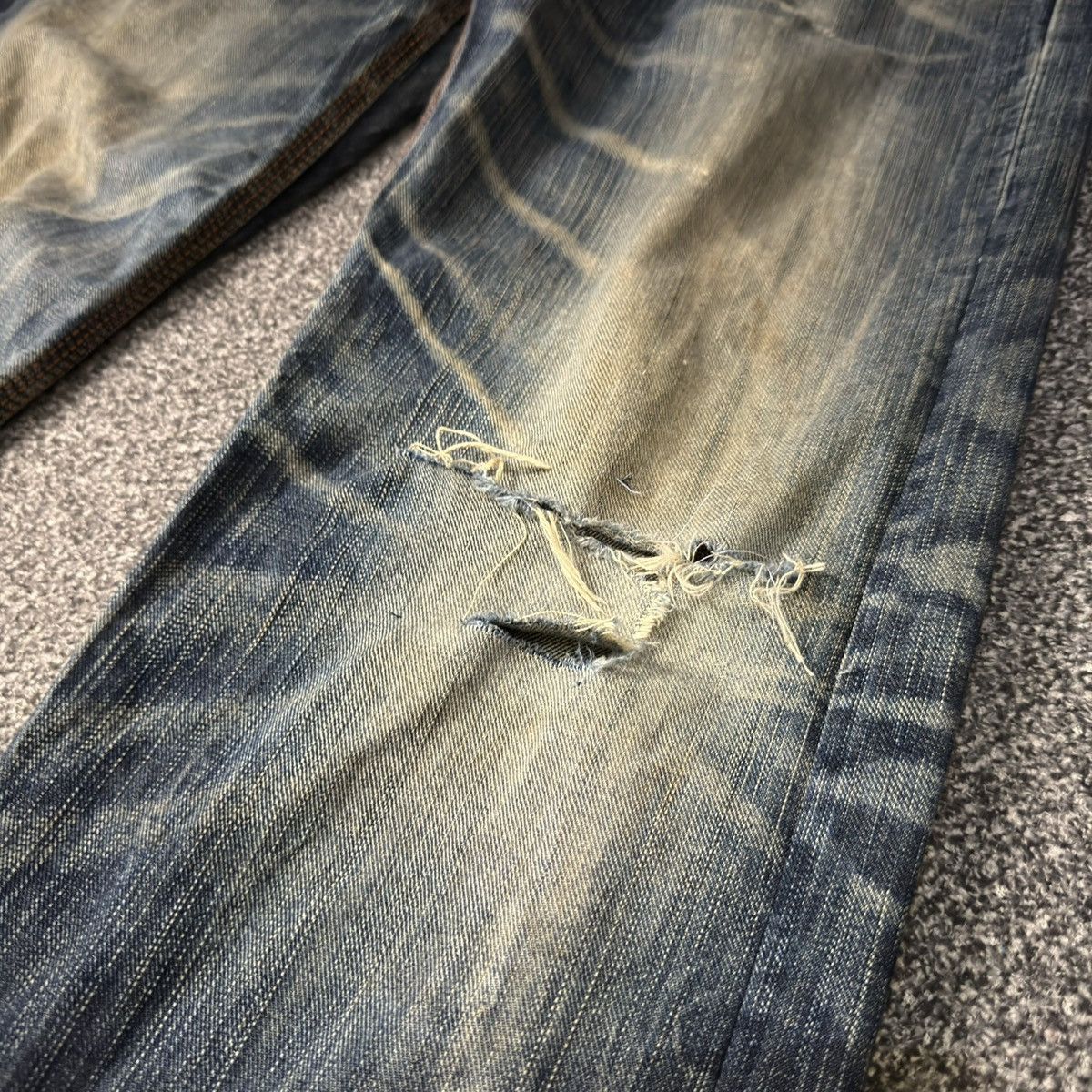 Seditionaries Vintage y2k Baggy Edwin 424XV Orange Stich Distressed Denim Size US 32 / EU 48 - 6 Thumbnail