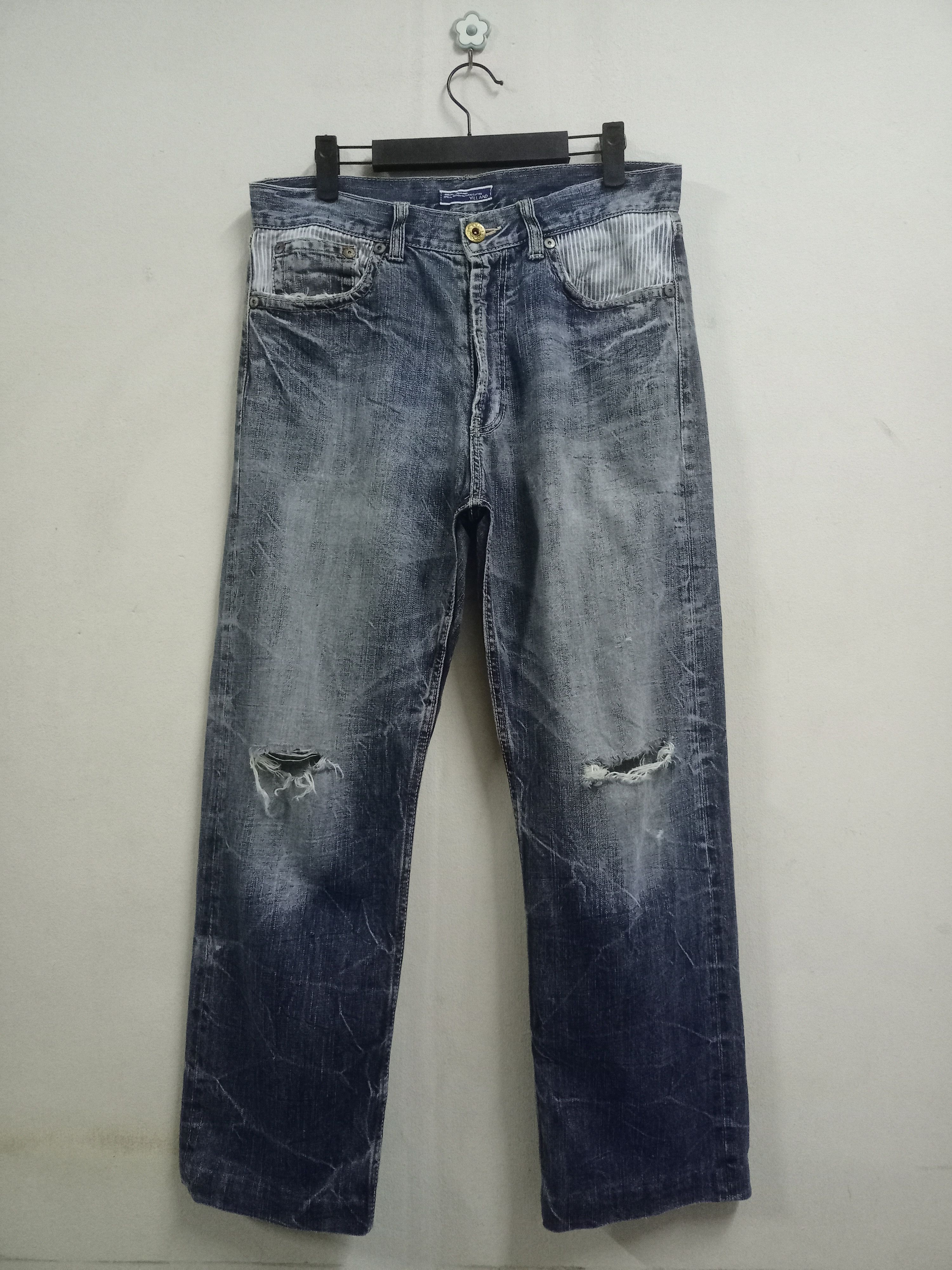 Japanese Brand Vintage VILLAND Embroidered Denim Baggy Jeans 32x28 Size US 32 / EU 48 - 2 Thumbnail