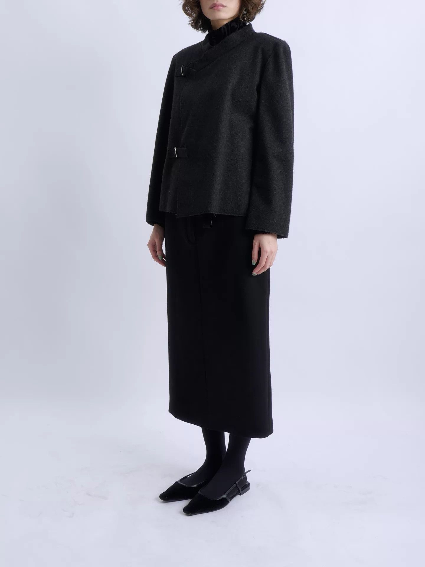 Jil Sander JIL SANDER Asymmetric Wool-Cashmere Short German Short Jkt Size XS / US 0-2 / IT 36-38 - 2 Thumbnail