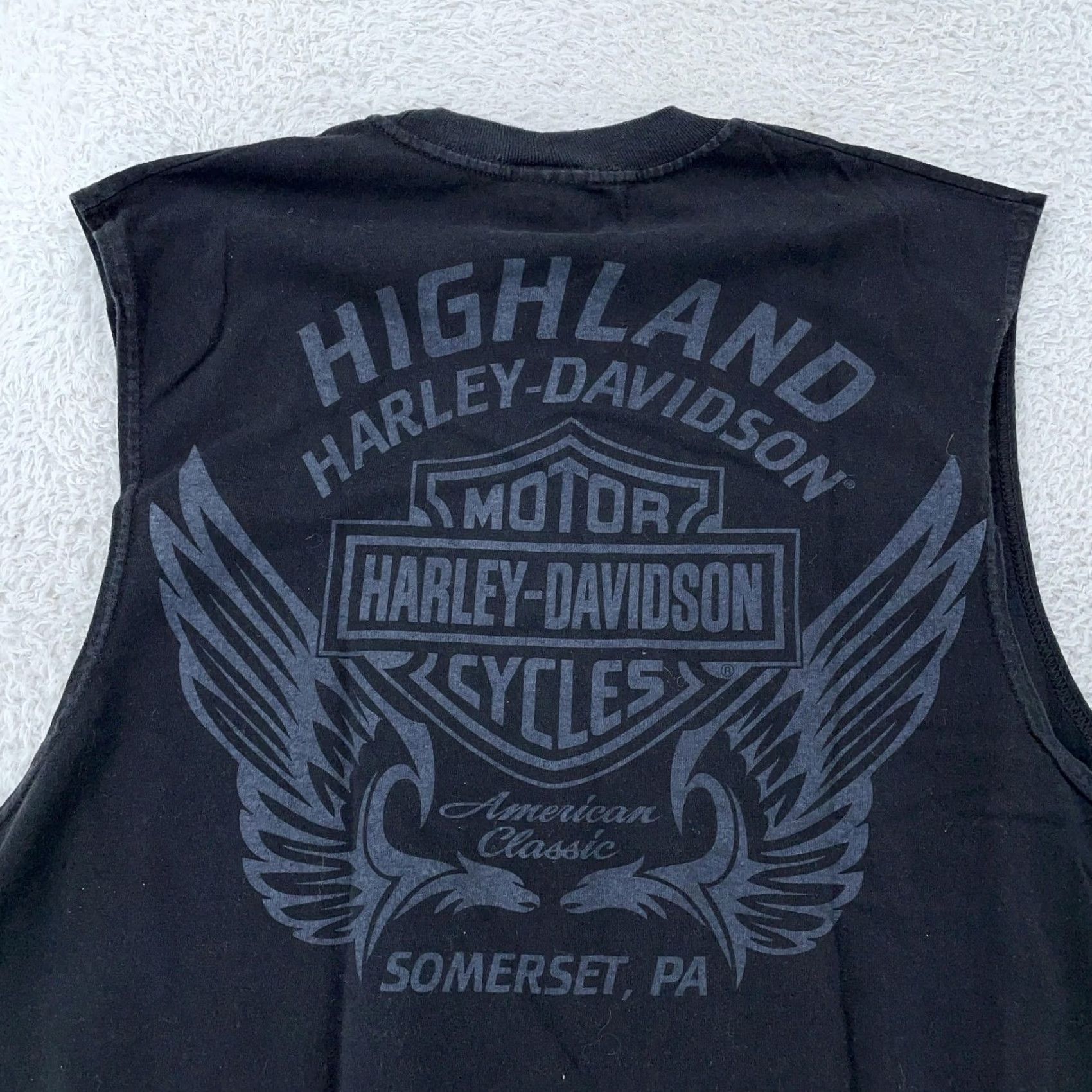 Harley Davidson Harley-Davidson T-Shirt Mens Large Black Skull Wings Biker Somerset PA Muscle Size US L / EU 52-54 / 3 - 4 Thumbnail