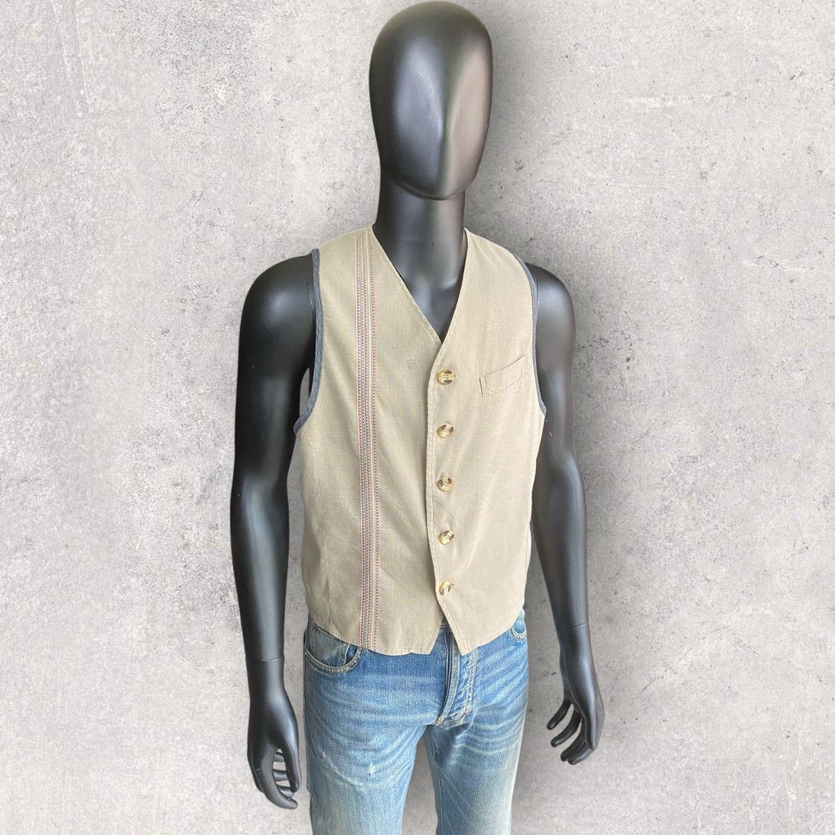 Dries Van Noten Vintage 90’s Linen Gilet Size US M / EU 48-50 / 2 - 2 Thumbnail