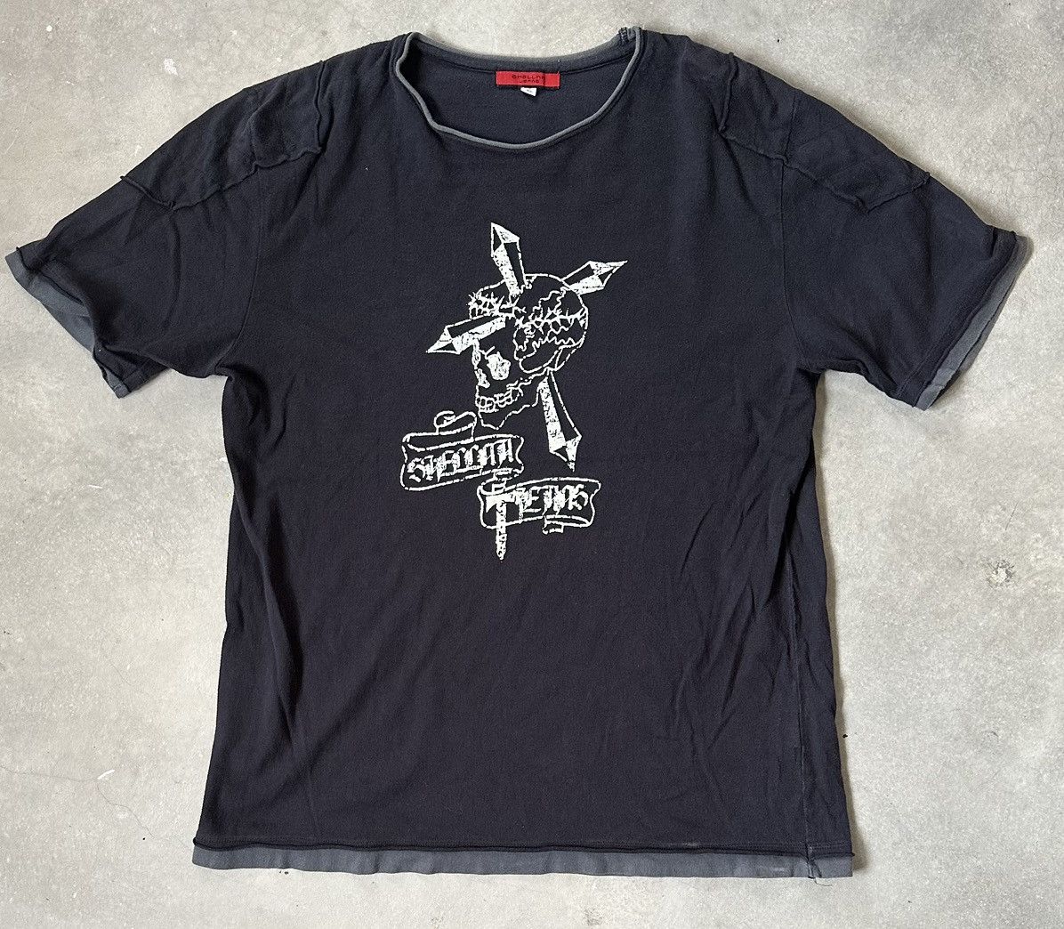 Japanese Brand VINTAGE SHELLNA JEANS SKULL CROSS TEE Size US L / EU 52-54 / 3 - 1 Thumbnail