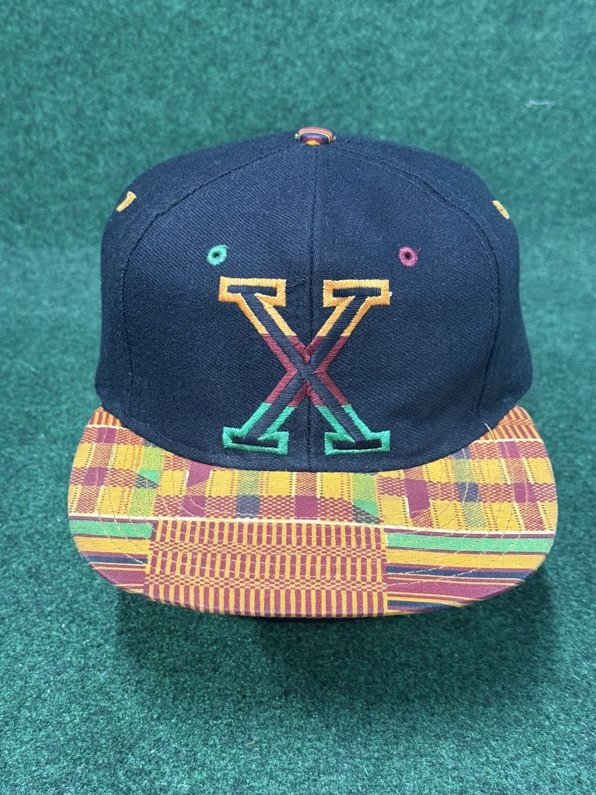 Other Vintage Malcolm X Kente Cloth Pattern Brim Snapback Hat Size ONE SIZE - 1 Thumbnail