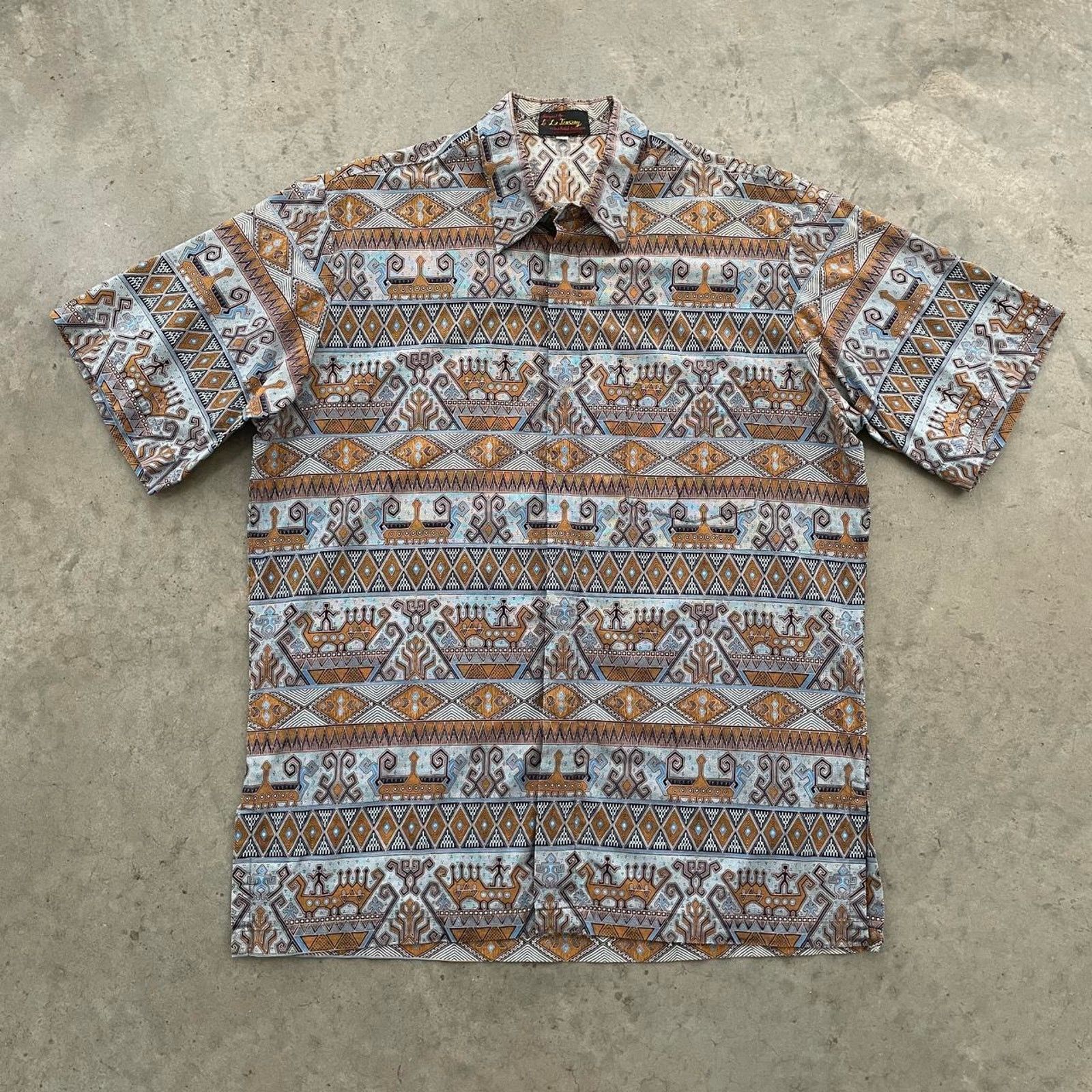 Vintage Vintage La Tansany Aztec Patterned Shirt Size US XL / EU 56 / 4 - 1 Thumbnail