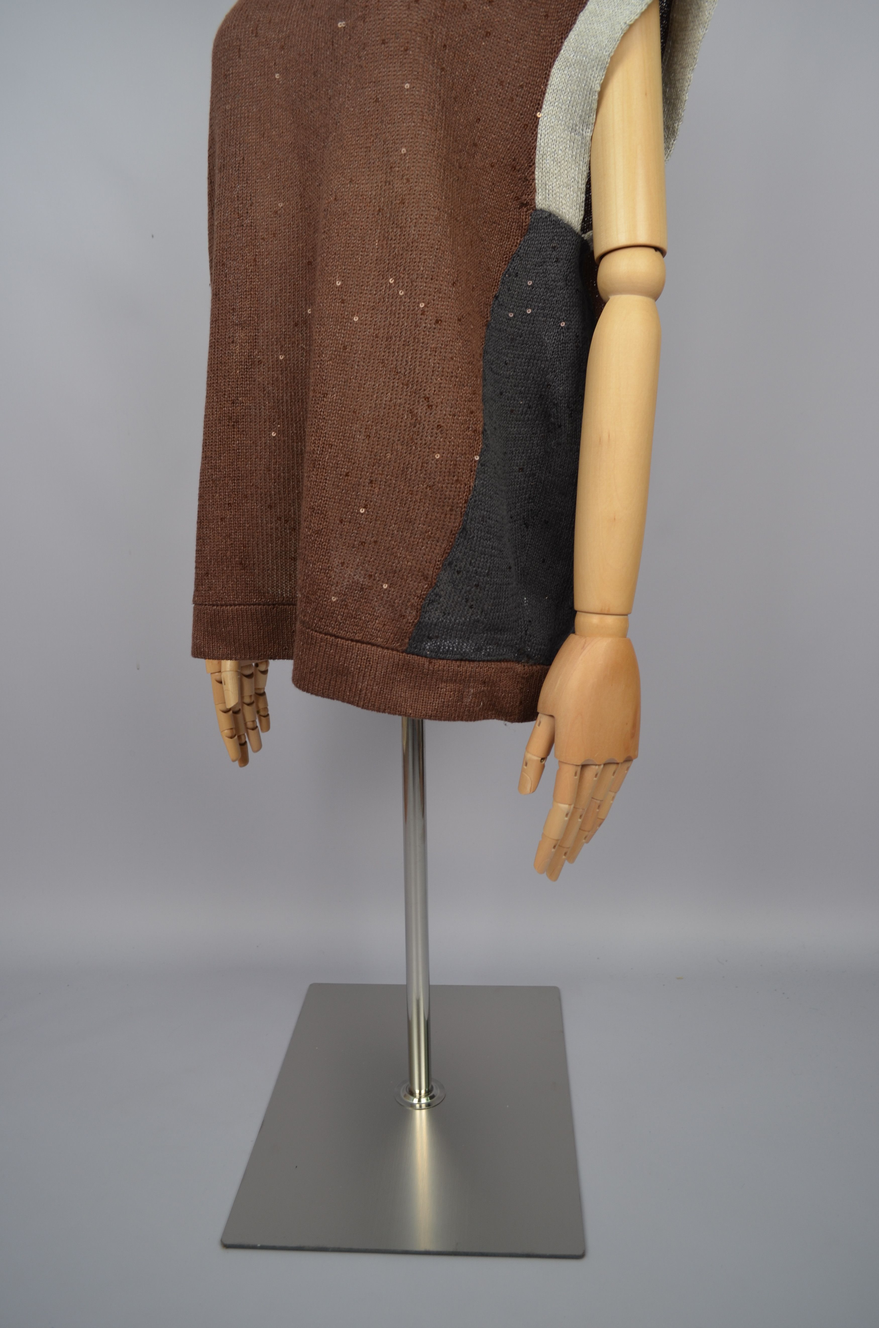 Brunello Cucinelli × Designer Brunello Cucinelli Sequin Linen\Silk Brown Grey Sleeveless Size XXL / US 16-18 / IT 52-54 - 6 Thumbnail