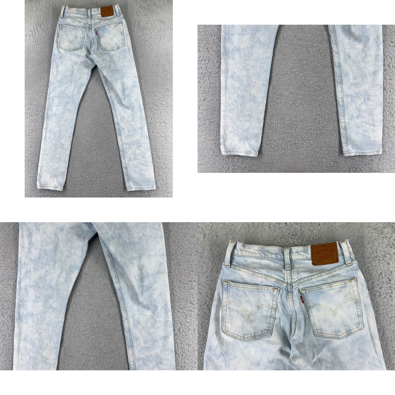 Levi's Levis Jeans Adult 25 Blue Denim 501 Skinny Button Big E Premium Acid Wash Size 42" / US 20 - 10 Thumbnail