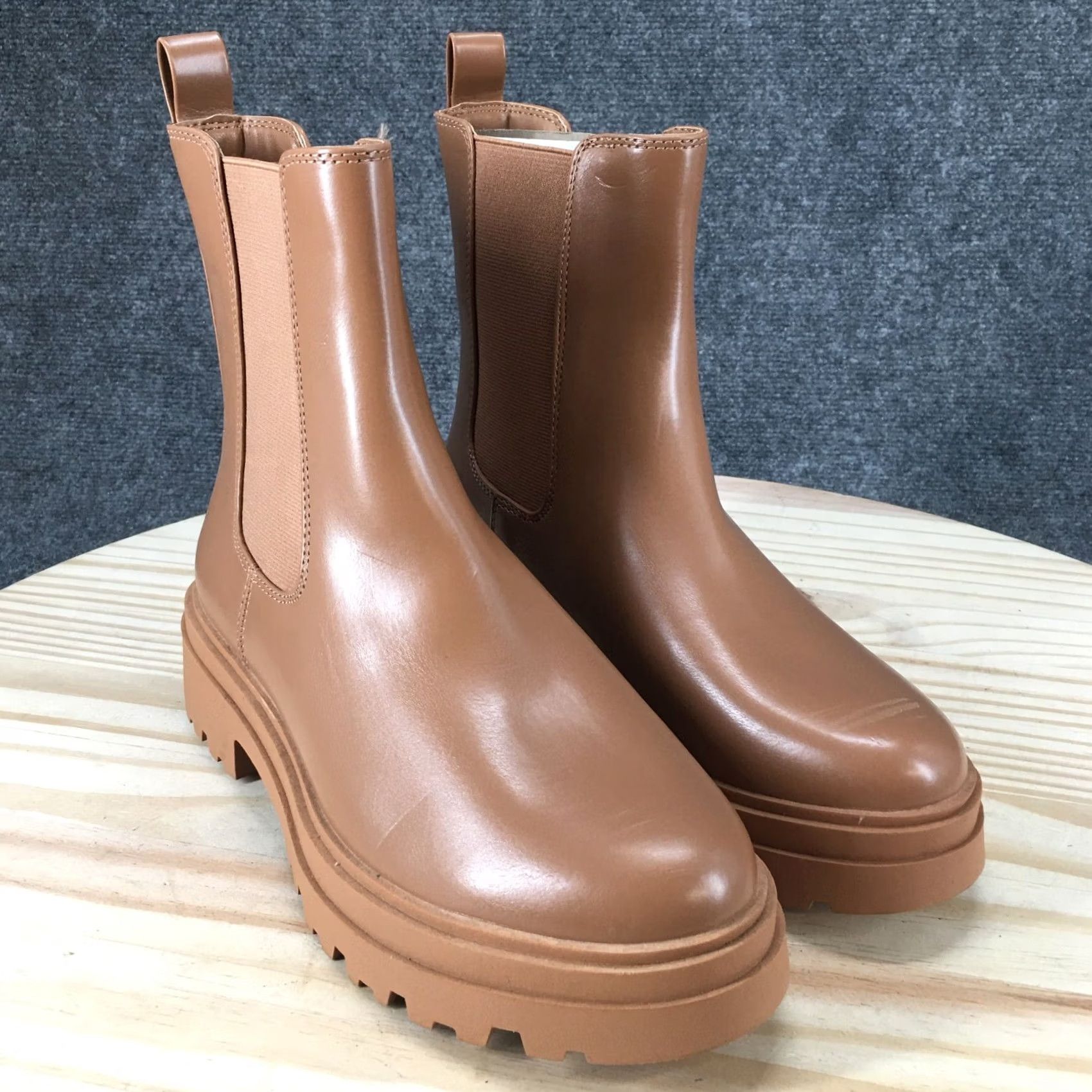 Vintage A New Day Boots Chelsea Brown Faux Leather Ankle Pull On Casual Womens 7.5 Size M / US 6-8 / IT 42-44 - 6 Thumbnail