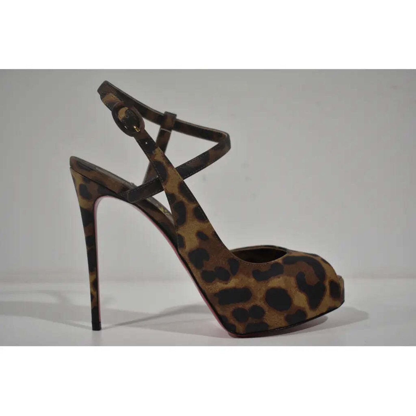 Christian Louboutin Jenlove Alta 120 Brown Strap Platform Sandal Heel Pump 40 Size US 10 / IT 40 - 2 Thumbnail
