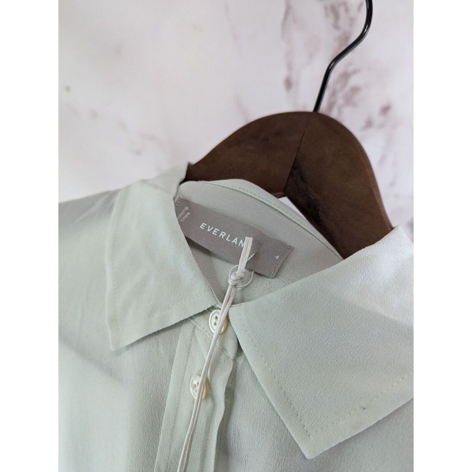 Everlane Everlane Top Women Small 4 Blue Clean Silk Blouse Button Size S / US 4 / IT 40 - 3 Thumbnail