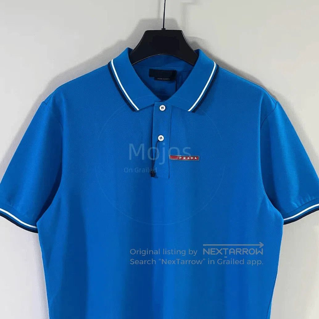 Prada Sz XXL Prada Logo Label White Line Polo. Size US XXL / EU 58 / 5 - 3 Thumbnail