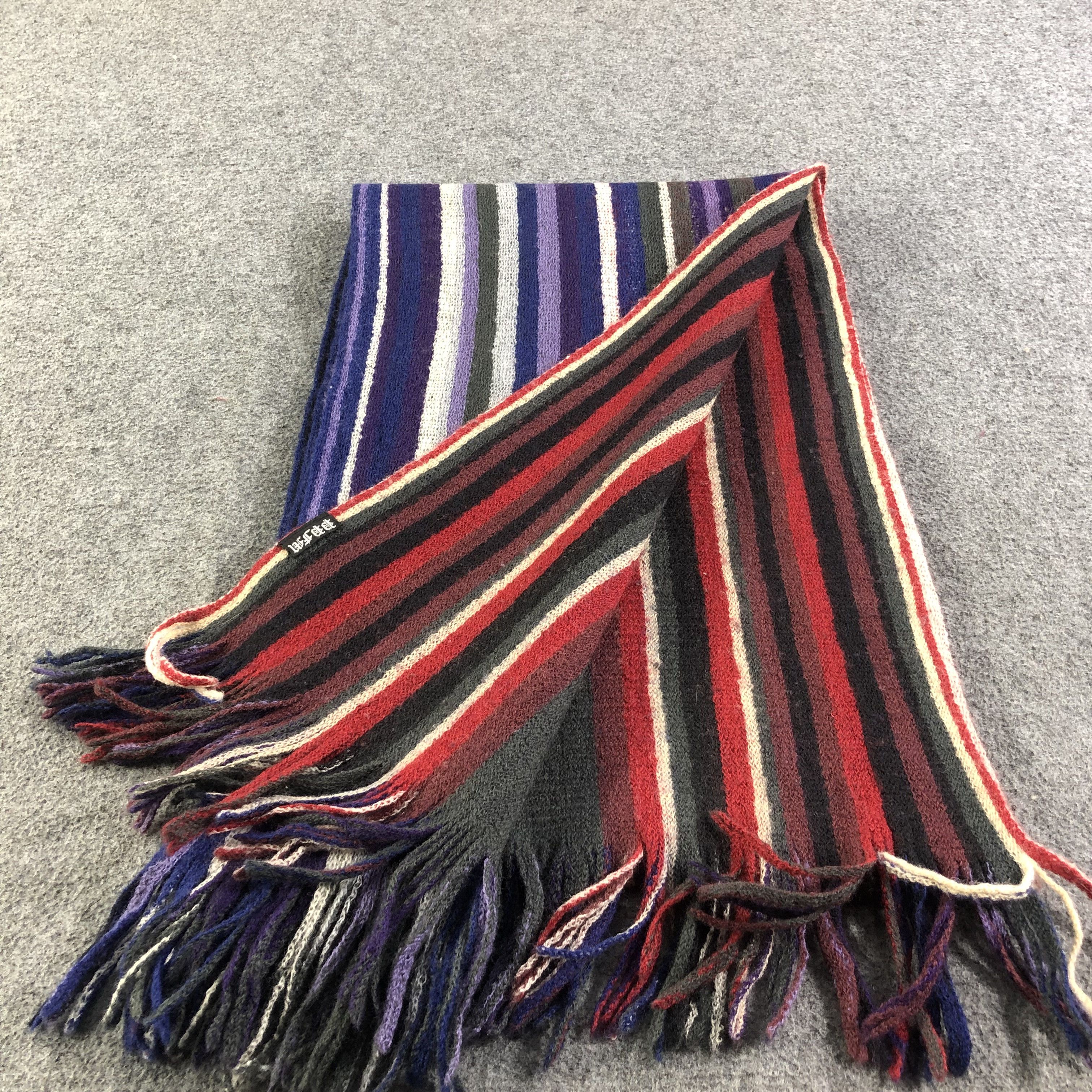 PPFM PPFM Double Sided Striped Knit Wool Scarf Muffler V1094 Size ONE SIZE - 4 Thumbnail