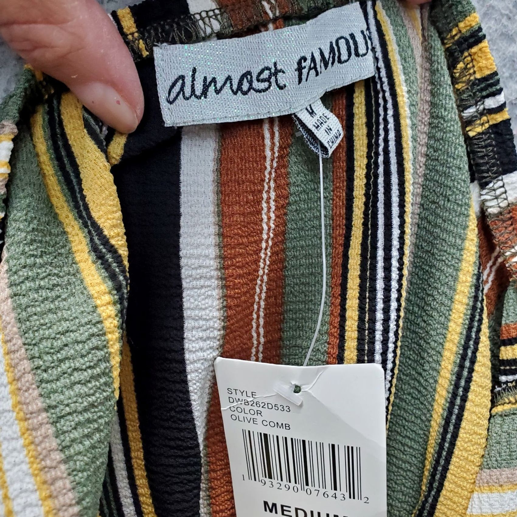 Almost Famous Almost Famous Jumpsuit Womens M Halter Wrap Front Striped Sleeveless Multicolor Wide-Leg Casual Size 32" / US 10 / IT 46 - 5 Thumbnail