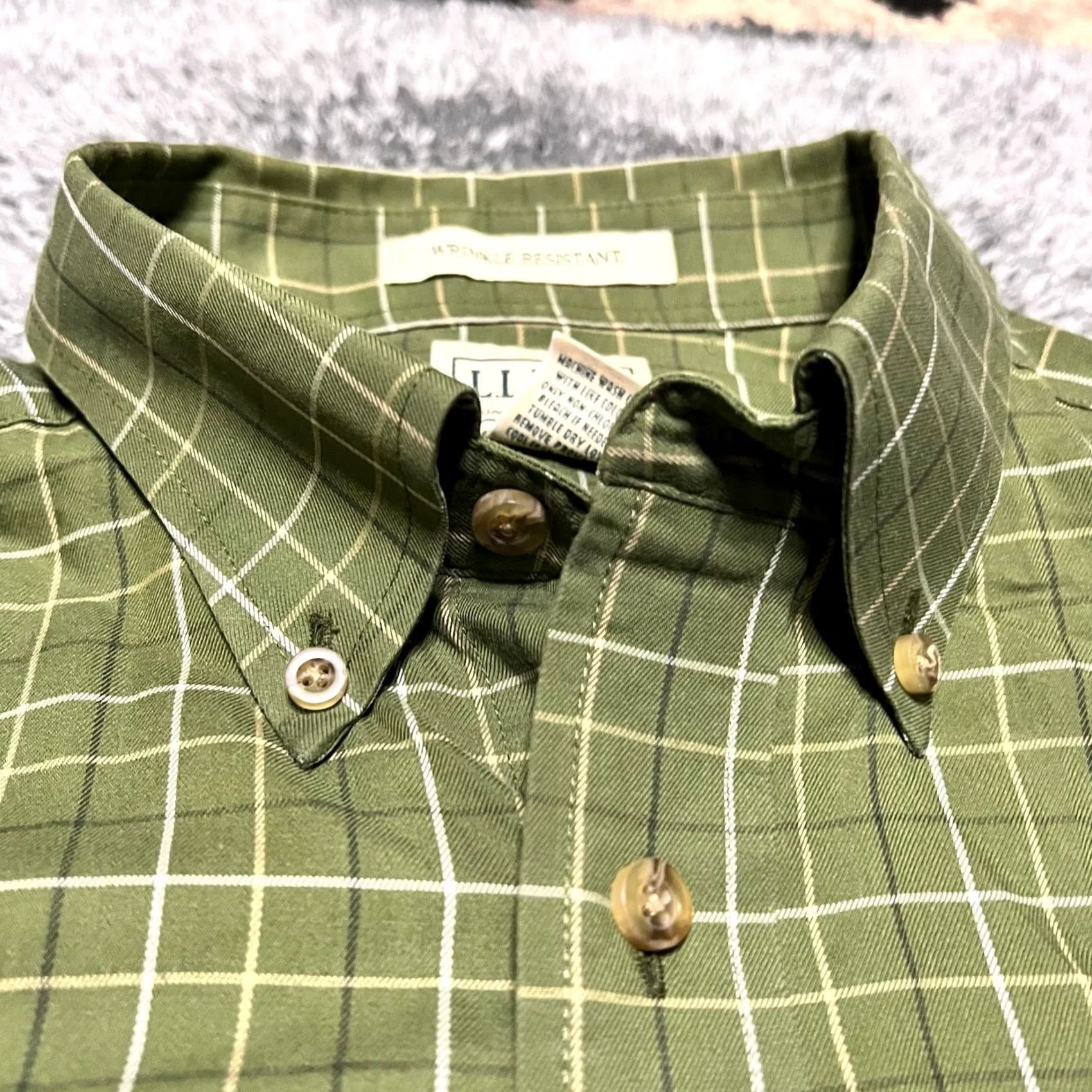 Vintage LL Bean Shirt Mens LT Green Plaid Wrinkle Resistant Short Sleeve Big & Tall Mens-LT Size US L / EU 52-54 / 3 - 3 Thumbnail