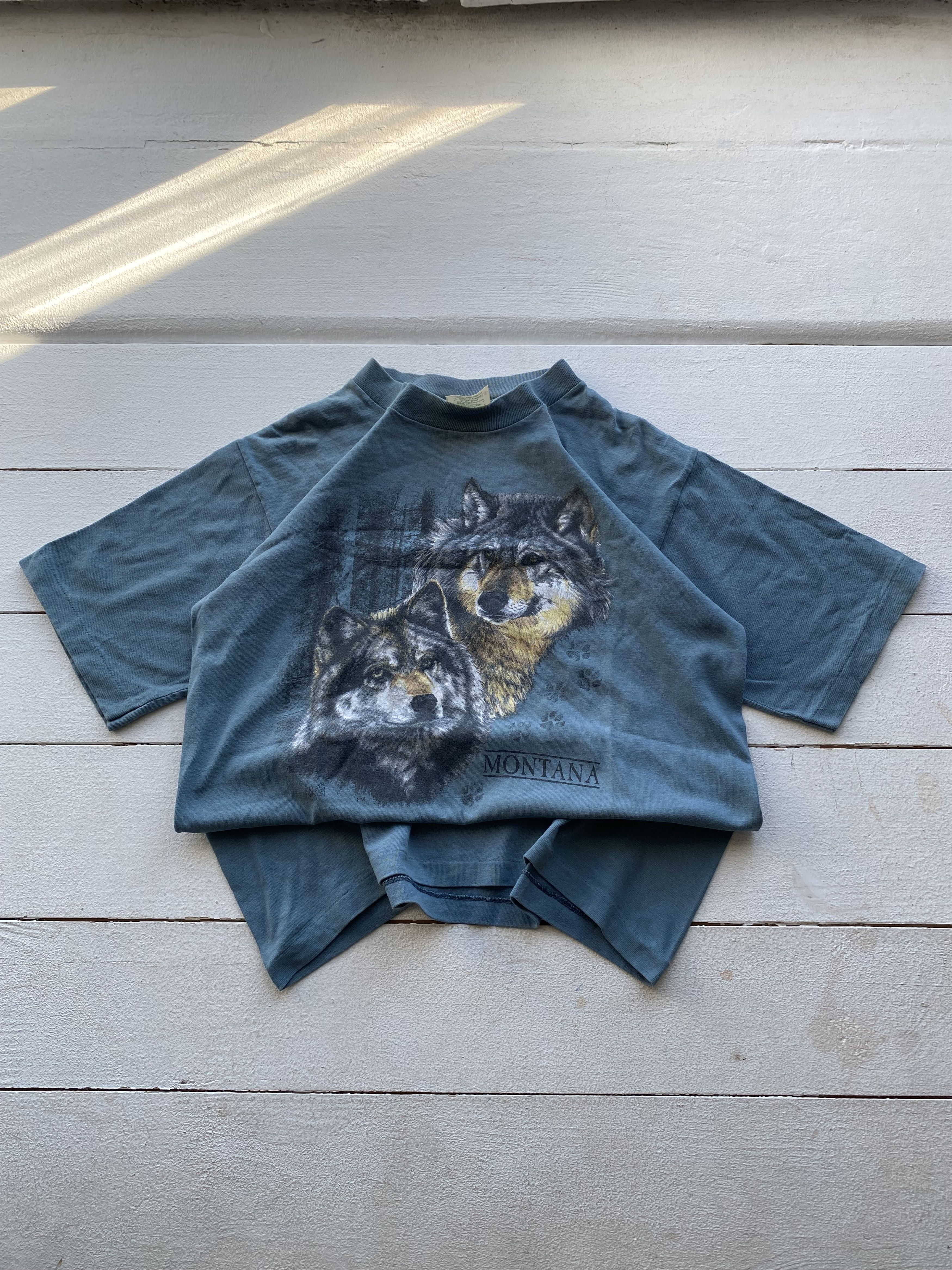 Vintage 1997 Montana Wolf Art Harley Style Vintage T-Shirt Mountain Size US S / EU 44-46 / 1 - 1 Thumbnail